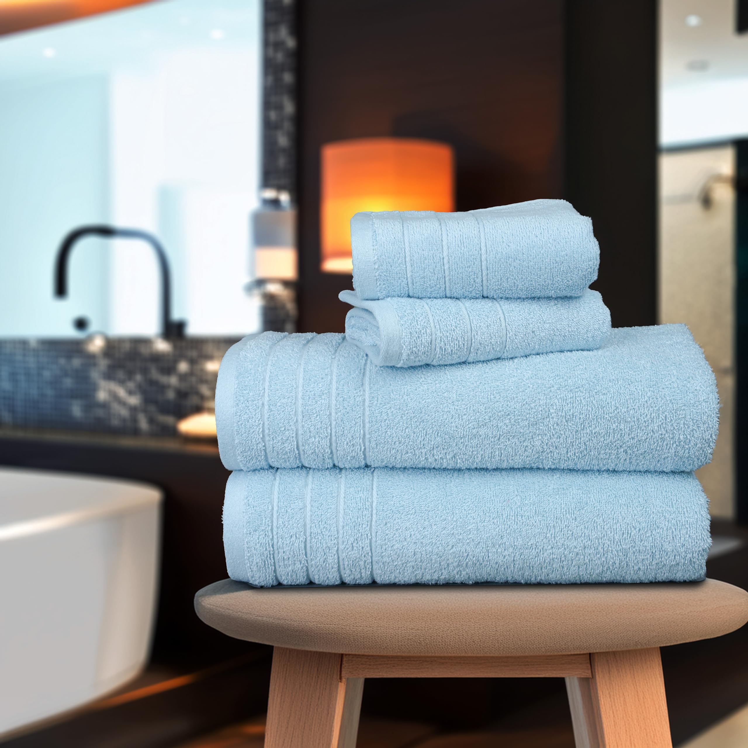 Tens Towels Pack of 8 Towels Set, 2 Extra Large Bath, 2 Hand, 4 Washcloths, 100% Cotton, Lighter Weight, Quicker to Dry, Super Absorbent, Perfect for Bathroom, Dark Grey