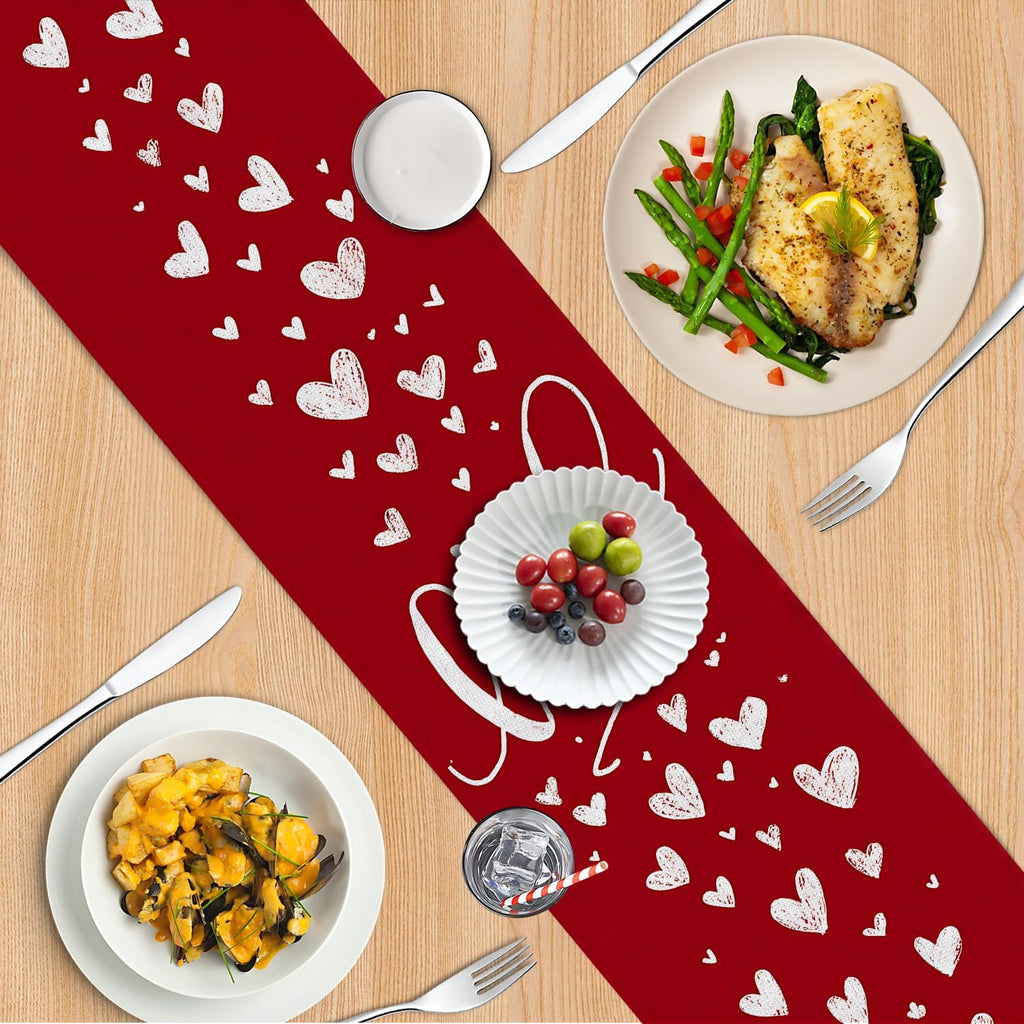 Marble Table Runner and Placemats Set of 6, Black & White Marble with Gold Vein Design, 1 Table Runner (72x13 in) + 6 Placemats (17.7x11.8 in), Elegant Dining Table Decor