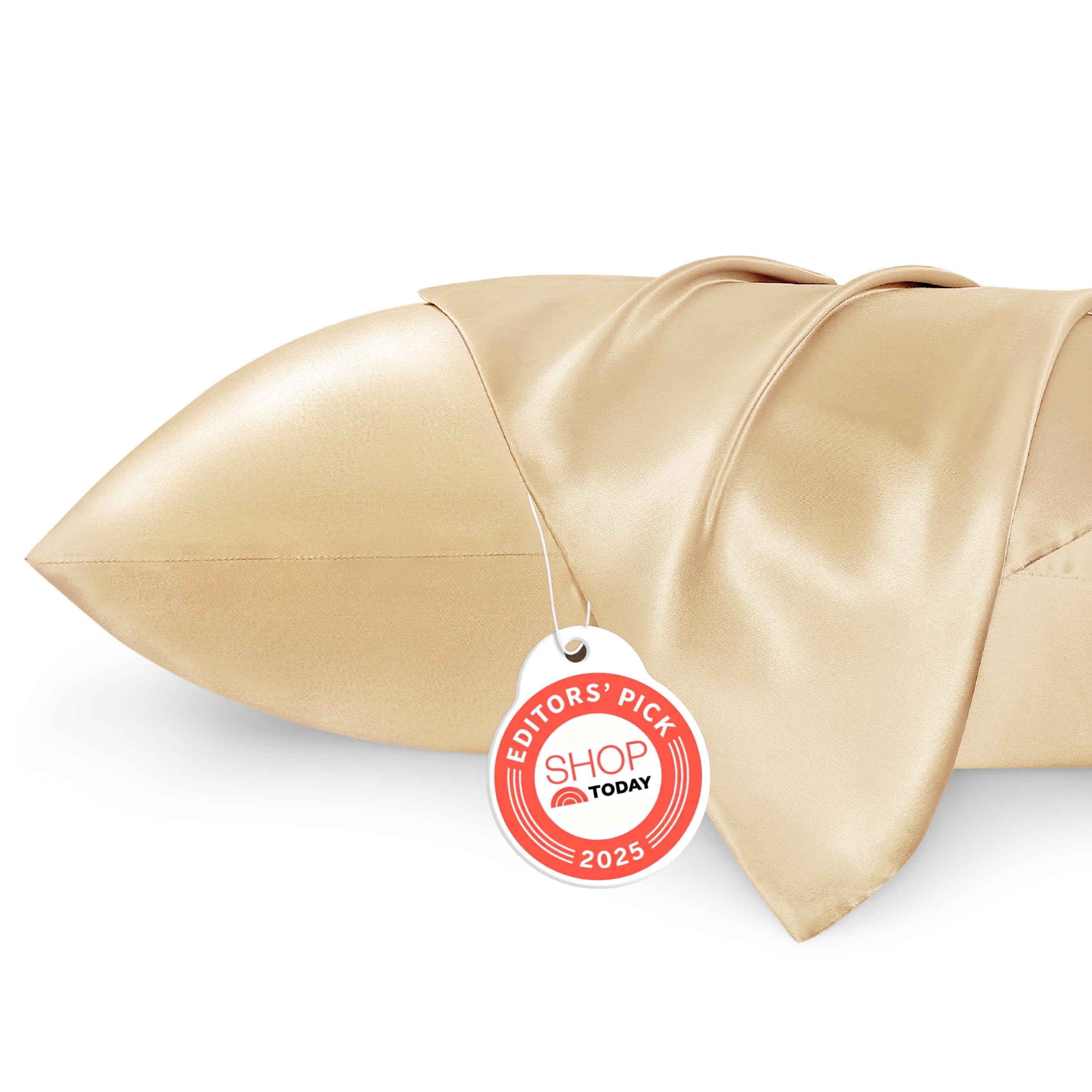 Bedsure Satin Pillowcases, Similar to Silk Pillow Cases Queen Size Set of 2, Cooling Pillow Case for Sleeping Women with Envelope Closure, Gifts for Women Men, Beige, 20x30 Inches, 2pcs