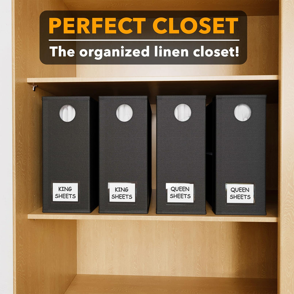 SpaceAid 4 Pack Bed Sheet Organizers and Storage, Foldable Organizer for Linen Closet, Sheets Set Folder Keeper with Window XL (Queen & King Size) Organizing Bedding Container, Gray 91ZDSN-SL01-G4