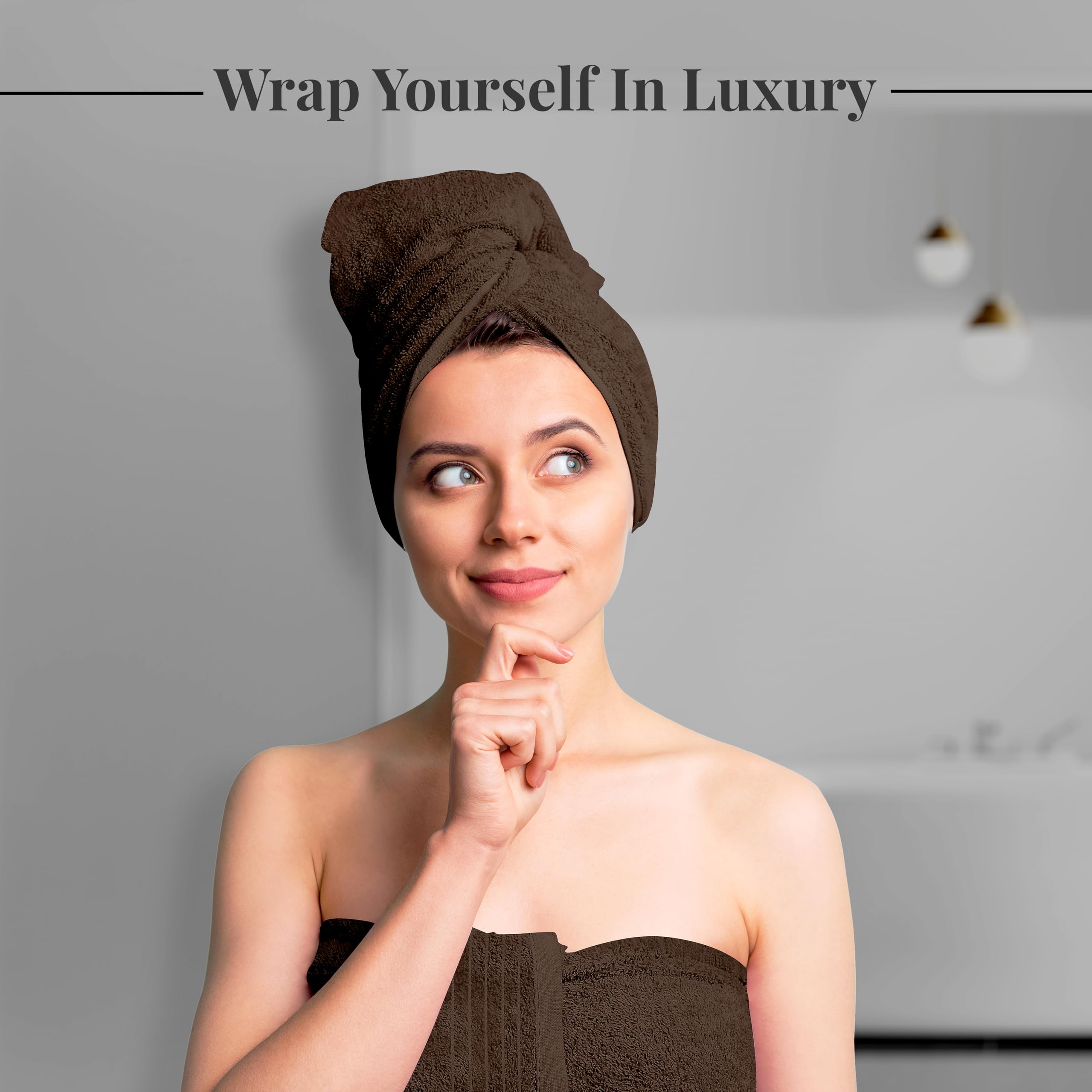 Tens Towels Pack of 8 Towels Set, 2 Extra Large Bath, 2 Hand, 4 Washcloths, 100% Cotton, Lighter Weight, Quicker to Dry, Super Absorbent, Perfect for Bathroom, Dark Grey