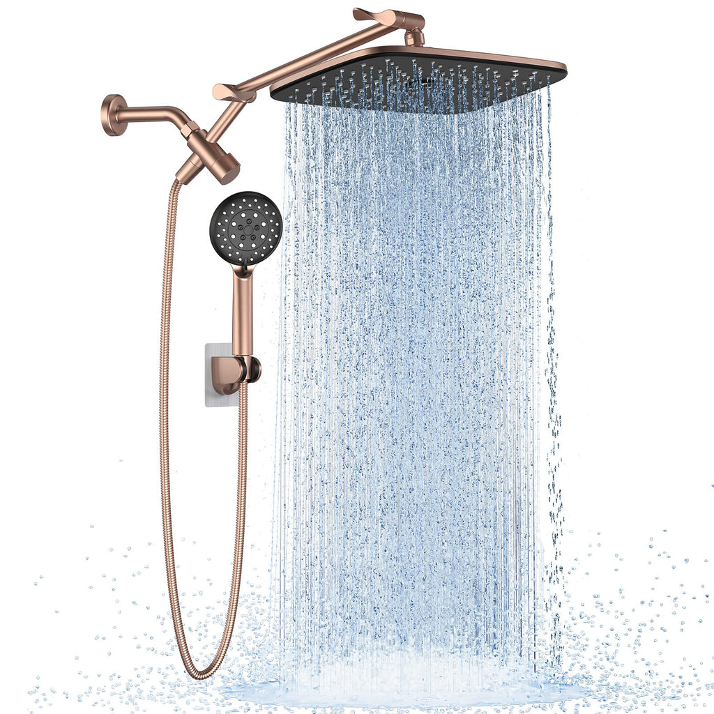 Veken Wide High Pressure Rain Shower Head with Handheld, Handheld Shower Heads with Multi Spray Modes, Rainfall Combo with 15" Metal Extension Arm,Detachable Dual Shower, Bathroom Decor,Chrome Silver