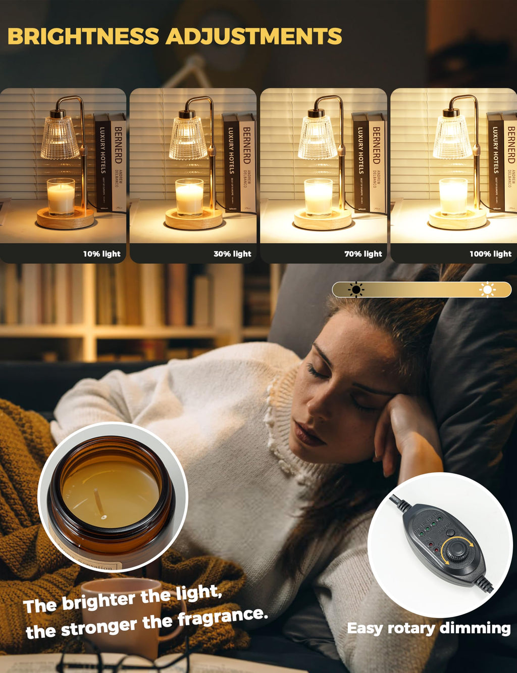 GODONLIF Candle Warmer Lamp with Cycle Timer, Birthday Gifts for Women Mom Her, House Warming Gifts New Home Room Decor, Wax Melt Warmer for Jar Candles with 2 Bulbs