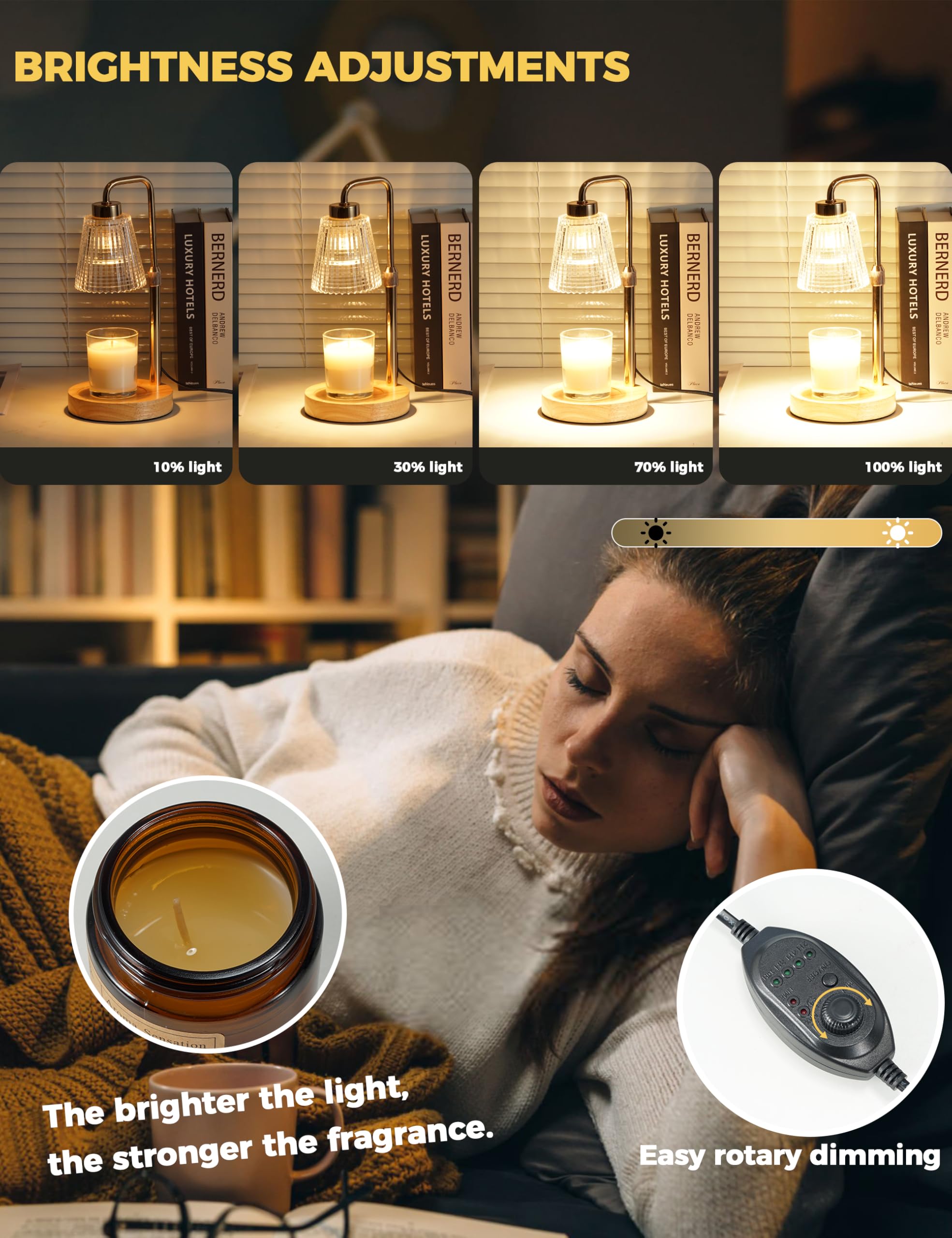 GODONLIF Candle Warmer Lamp with Cycle Timer, Birthday Gifts for Women Mom Her, House Warming Gifts New Home Room Decor, Wax Melt Warmer for Jar Candles with 2 Bulbs