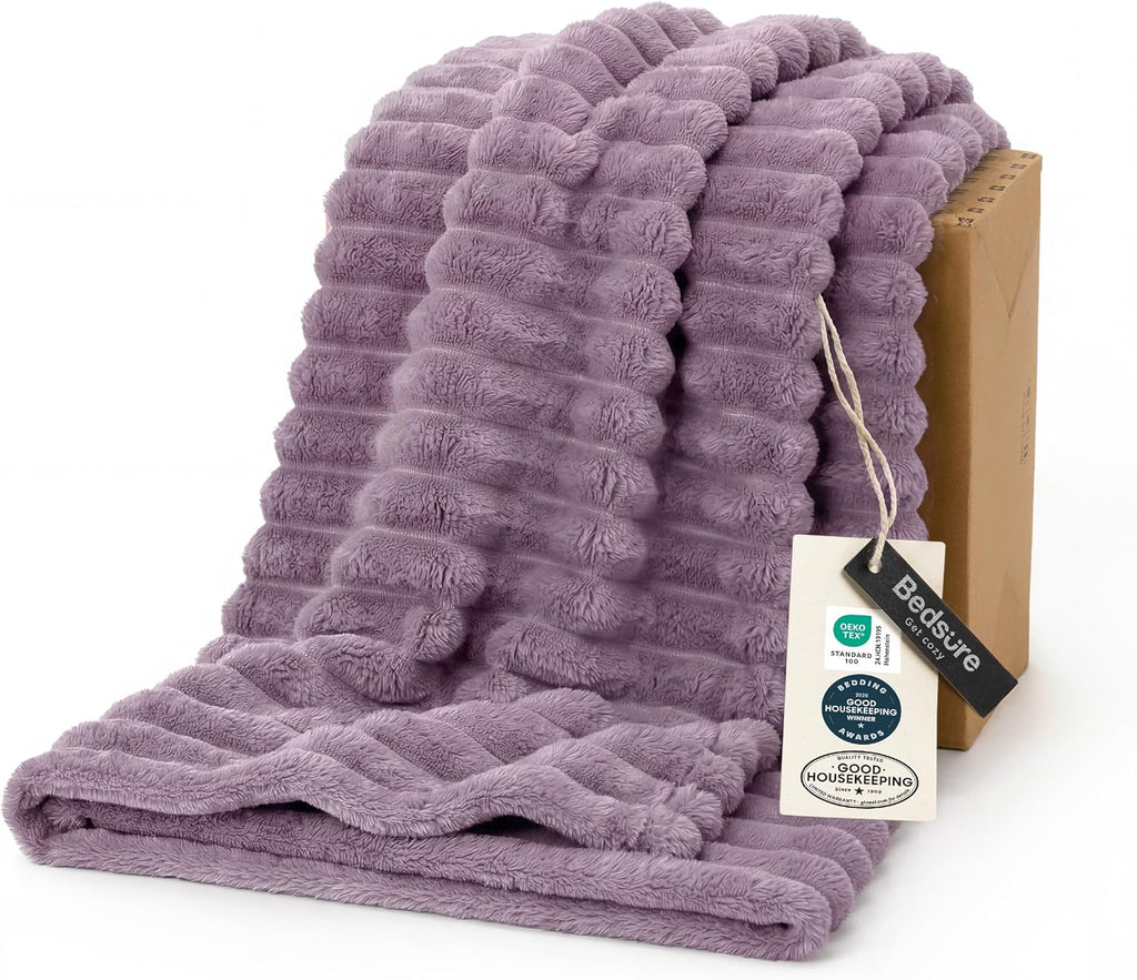 Bedsure GentleSoft White Throw Blanket for Couch - Graduation Gifts Teacher Birthday Gifts for Women Mom Her Girls, Cozy Fleece Blanket for Sofa Bed Living Room Home Decor, Off White, 50x60 Inchess