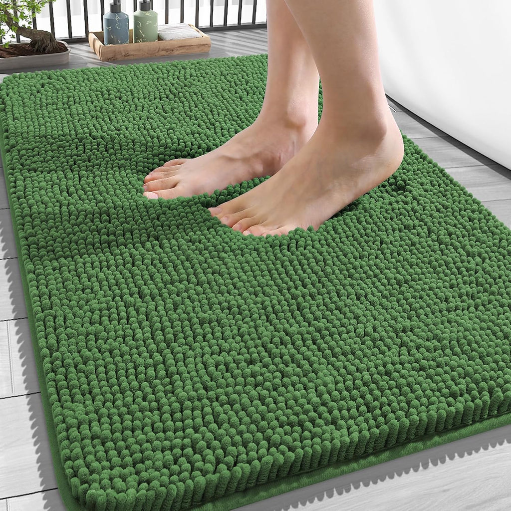 OLANLY Bathroom Rugs 30x20, Extra Soft Absorbent Chenille Bath Rugs, Rubber Backing Quick Dry, Machine Washable Bath Mats for Bathroom Floor, Tub and Shower, Home Decor Accessories, Grey