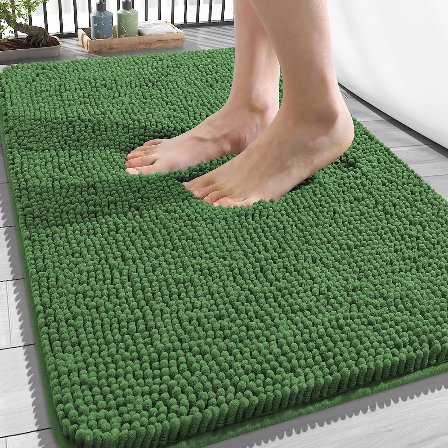 OLANLY Bathroom Rugs 30x20, Extra Soft Absorbent Chenille Bath Rugs, Rubber Backing Quick Dry, Machine Washable Bath Mats for Bathroom Floor, Tub and Shower, Home Decor Accessories, Grey