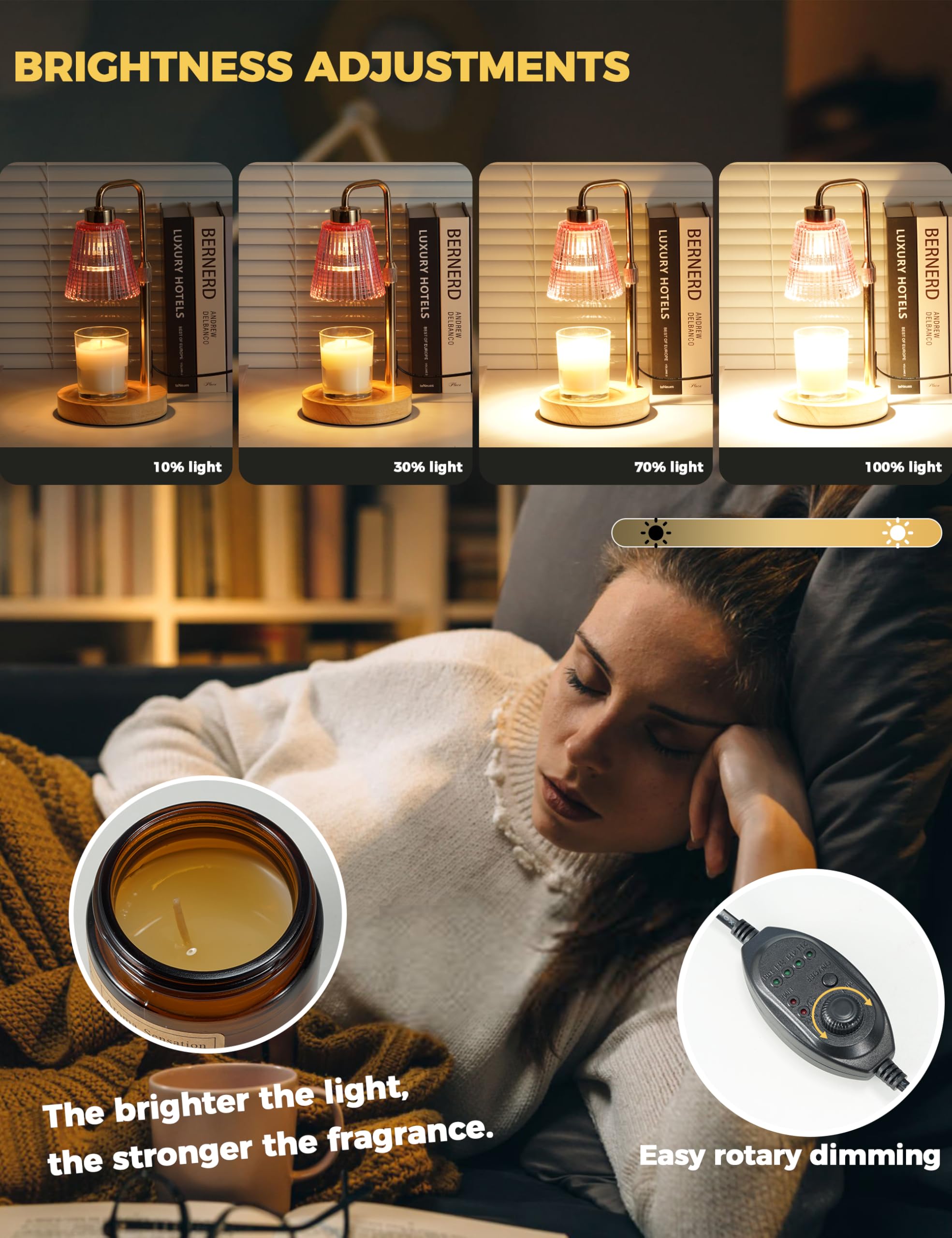 GODONLIF Candle Warmer Lamp with Cycle Timer, Birthday Gifts for Women Mom Her, House Warming Gifts New Home Room Decor, Wax Melt Warmer for Jar Candles with 2 Bulbs