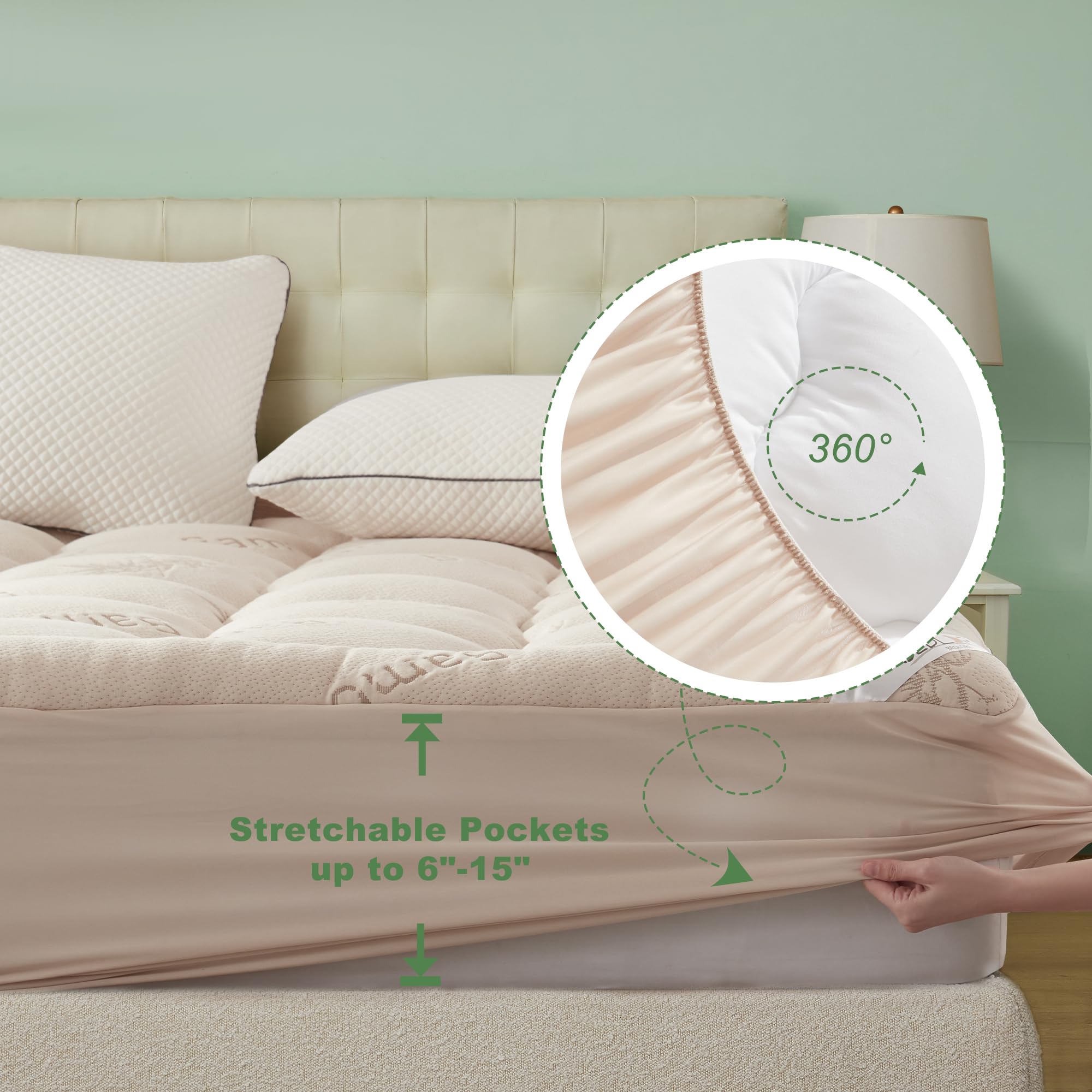 BEDLORE California King Mattress Topper Viscose Derived from Bamboo, Thick Pillow Top Mattress Pad with Stretchable Pockets for 6"-18" Mattress, Soft Mattress Topper for Back Pain Relief(Dark Gray)