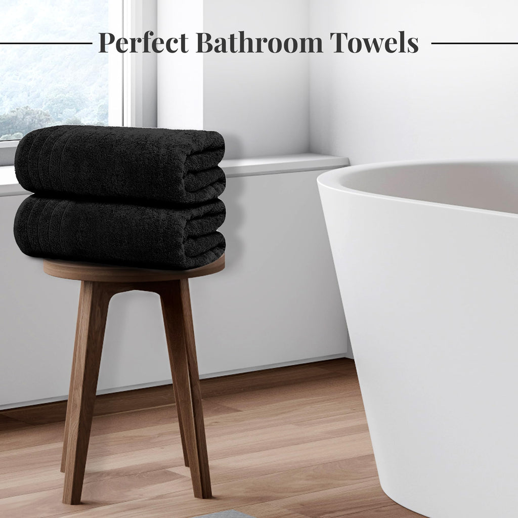 Tens Towels Pack of 8 Towels Set, 2 Extra Large Bath, 2 Hand, 4 Washcloths, 100% Cotton, Lighter Weight, Quicker to Dry, Super Absorbent, Perfect for Bathroom, Dark Grey
