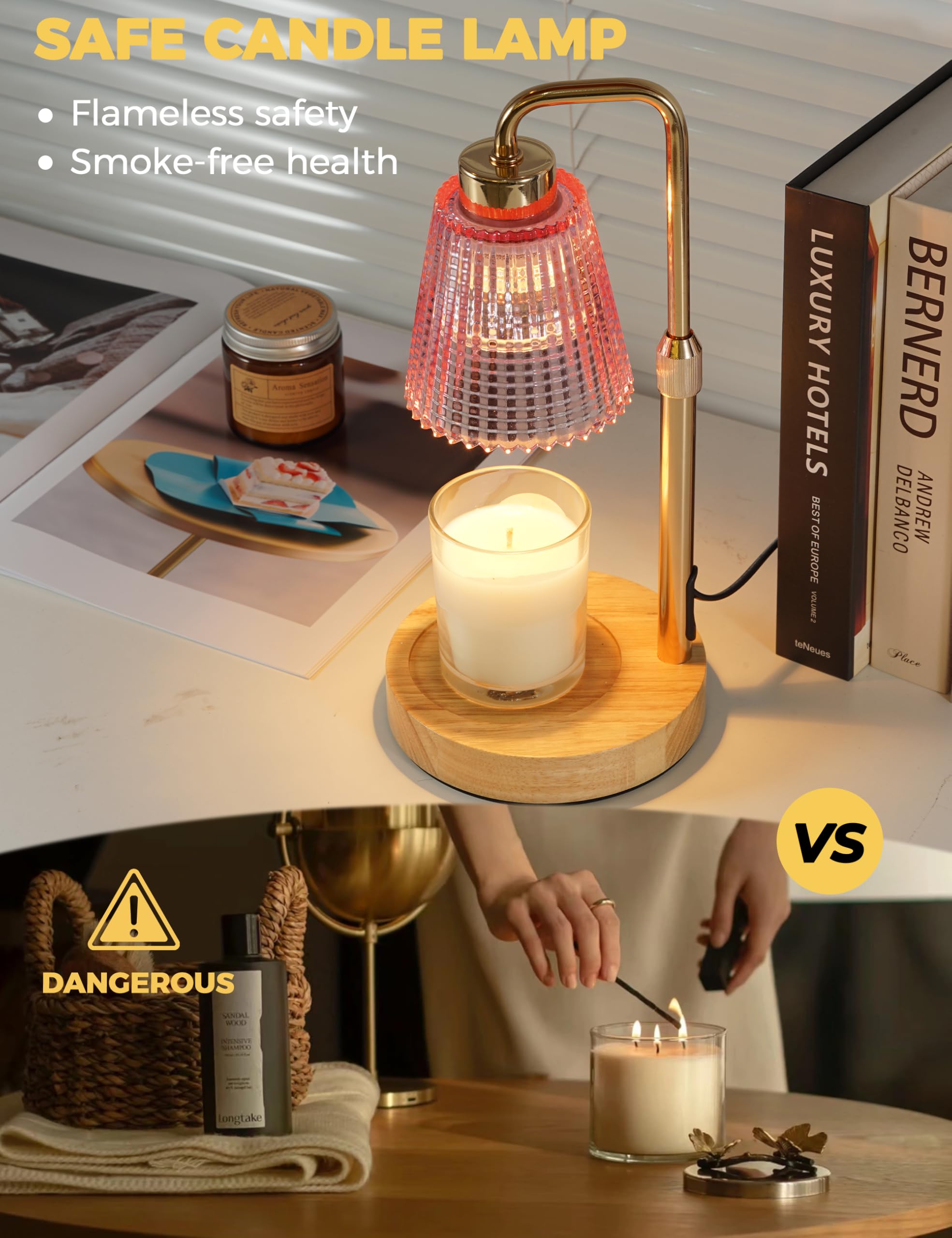 GODONLIF Candle Warmer Lamp with Cycle Timer, Birthday Gifts for Women Mom Her, House Warming Gifts New Home Room Decor, Wax Melt Warmer for Jar Candles with 2 Bulbs