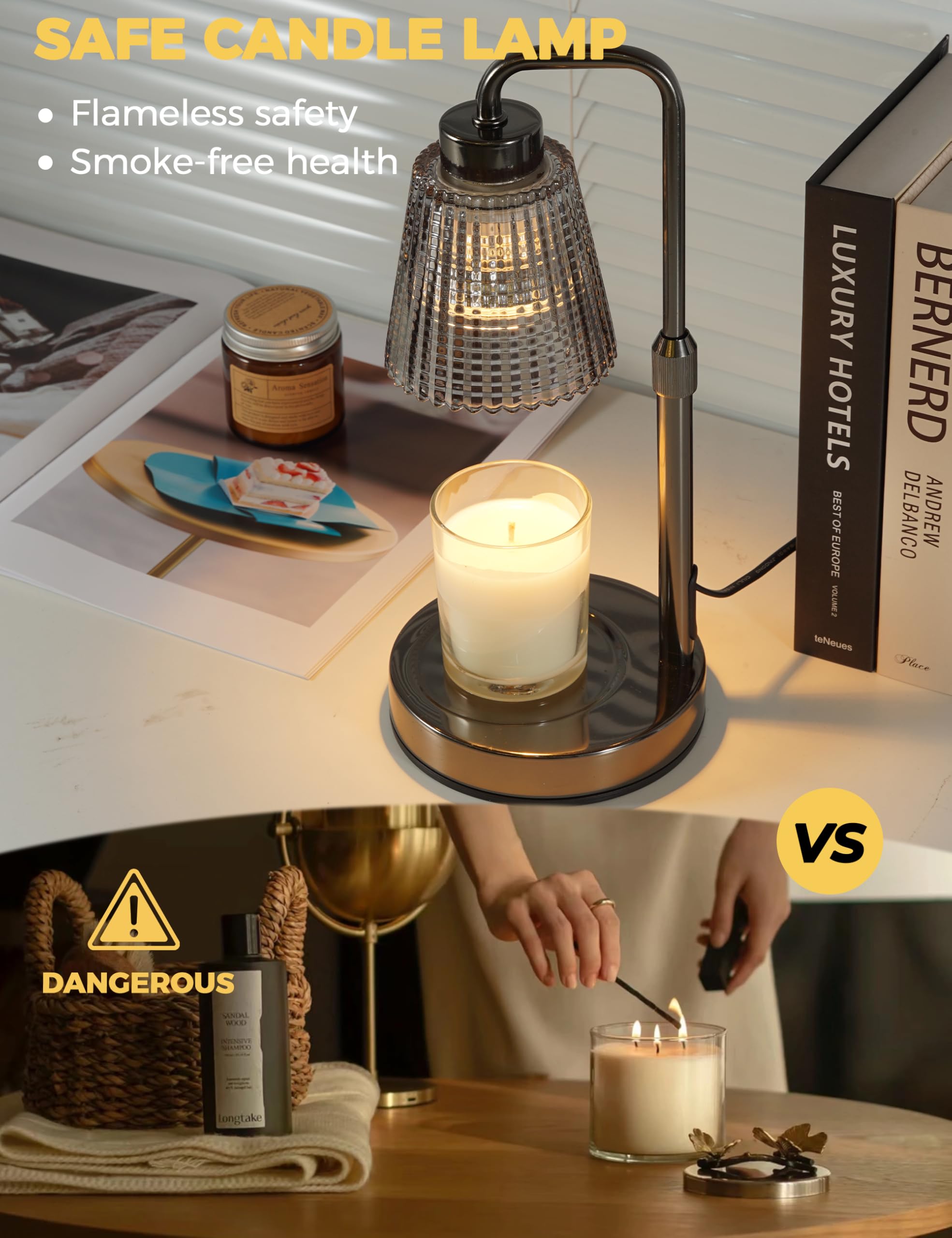 GODONLIF Candle Warmer Lamp with Cycle Timer, Birthday Gifts for Women Mom Her, House Warming Gifts New Home Room Decor, Wax Melt Warmer for Jar Candles with 2 Bulbs