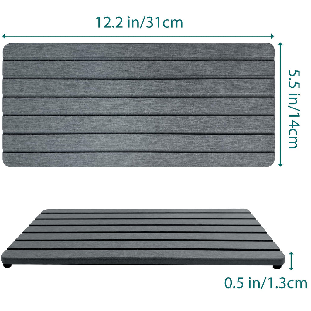 NiuYichee 2 PCS Water Absorbent diatomite Coasters, 8.3" x 4" Water Absorbing Stone Tray for Sink, Stone Drying mat for Kitchen Counter, Stone soap Tray Used for Hand Soaps & toiletries & Plants