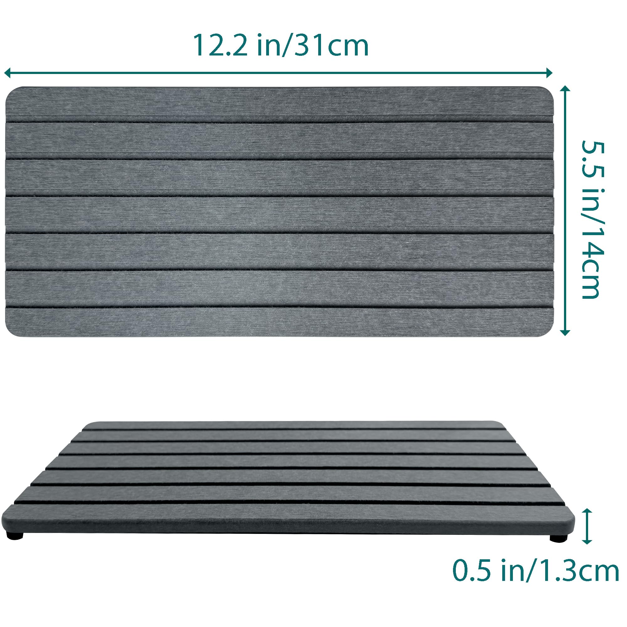 NiuYichee 2 PCS Water Absorbent diatomite Coasters, 8.3" x 4" Water Absorbing Stone Tray for Sink, Stone Drying mat for Kitchen Counter, Stone soap Tray Used for Hand Soaps & toiletries & Plants
