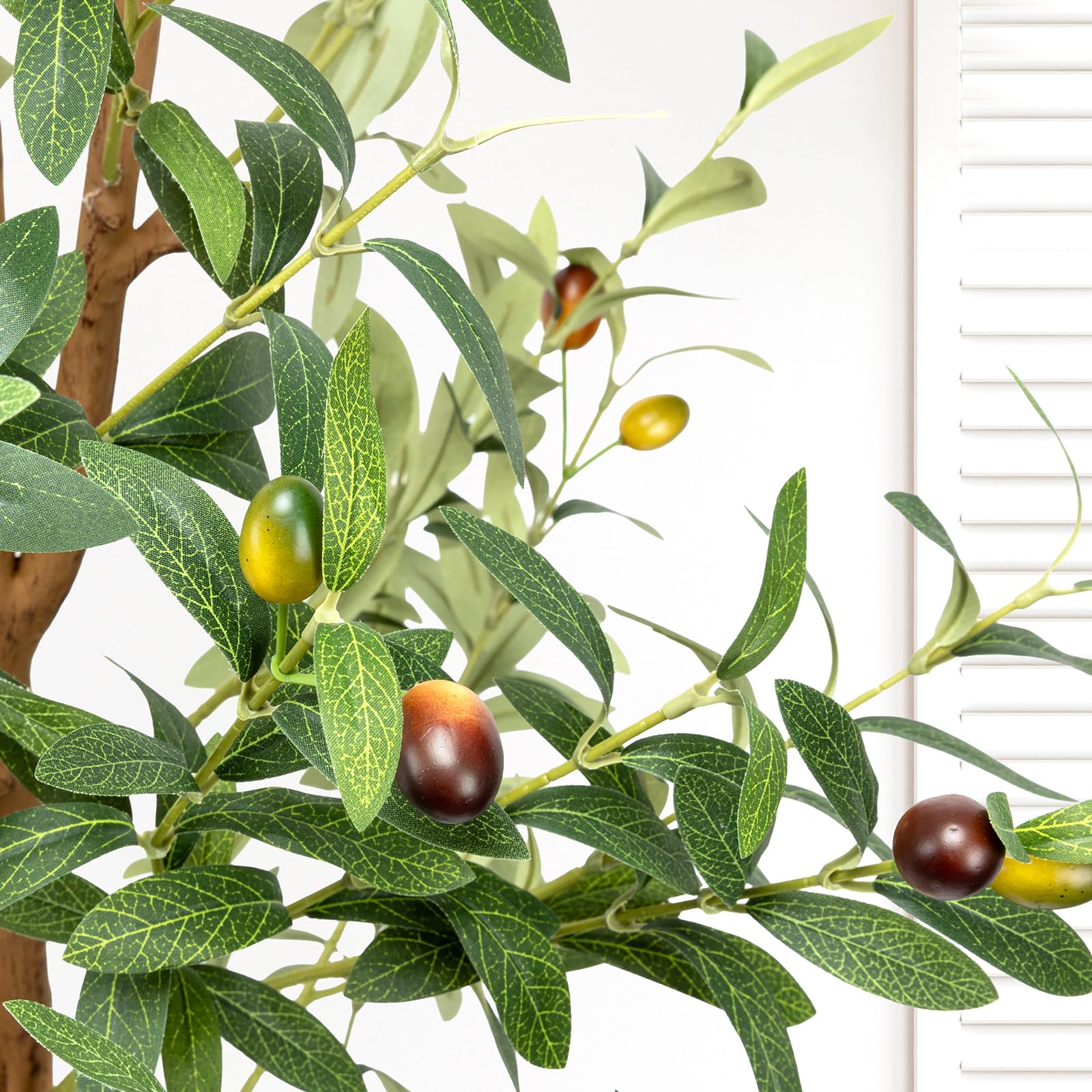 6FT Artificial Olive Tree - Indoor Tall Faux Olive Trees with Planter&Basket, Large Fake Olive Silk Tree Realistic Olive Plants with Branches and Fruits for Home Decor Office Living Room