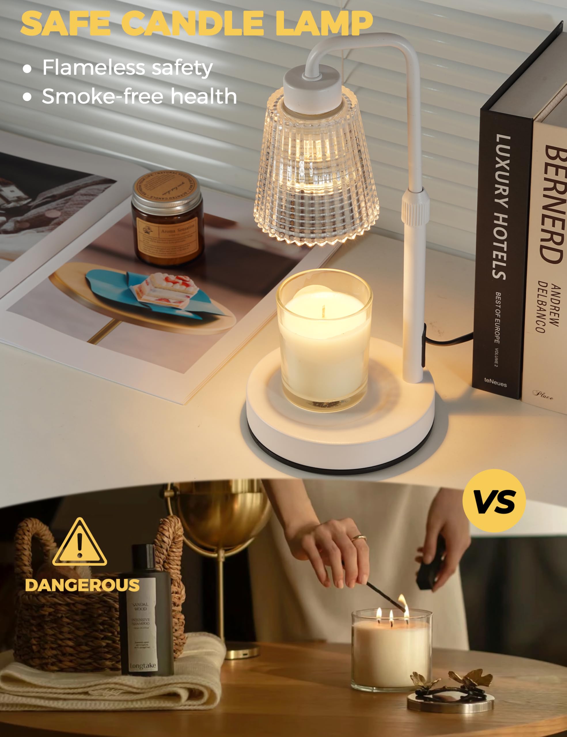 GODONLIF Candle Warmer Lamp with Cycle Timer, Birthday Gifts for Women Mom Her, House Warming Gifts New Home Room Decor, Wax Melt Warmer for Jar Candles with 2 Bulbs