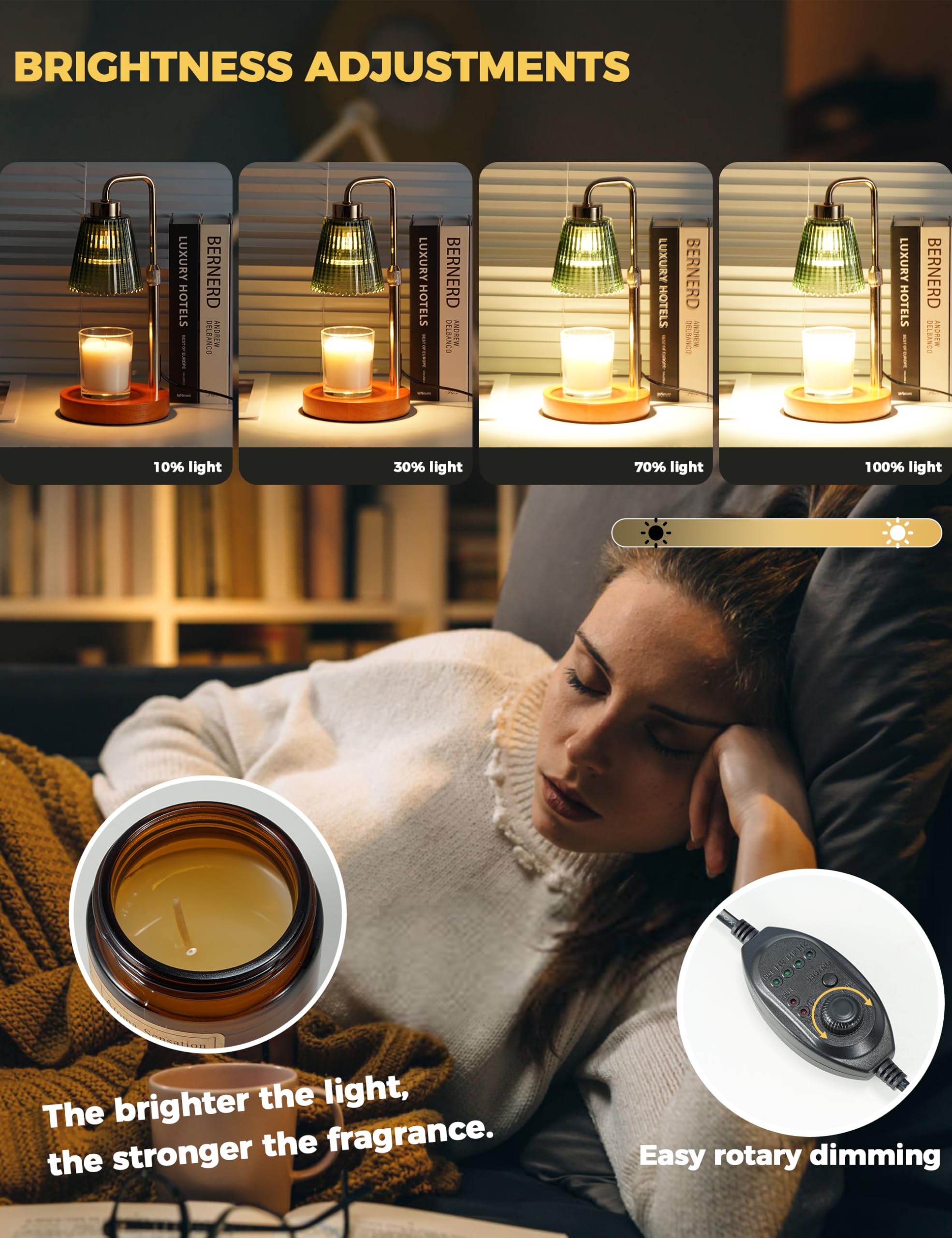 GODONLIF Candle Warmer Lamp with Cycle Timer, Birthday Gifts for Women Mom Her, House Warming Gifts New Home Room Decor, Wax Melt Warmer for Jar Candles with 2 Bulbs