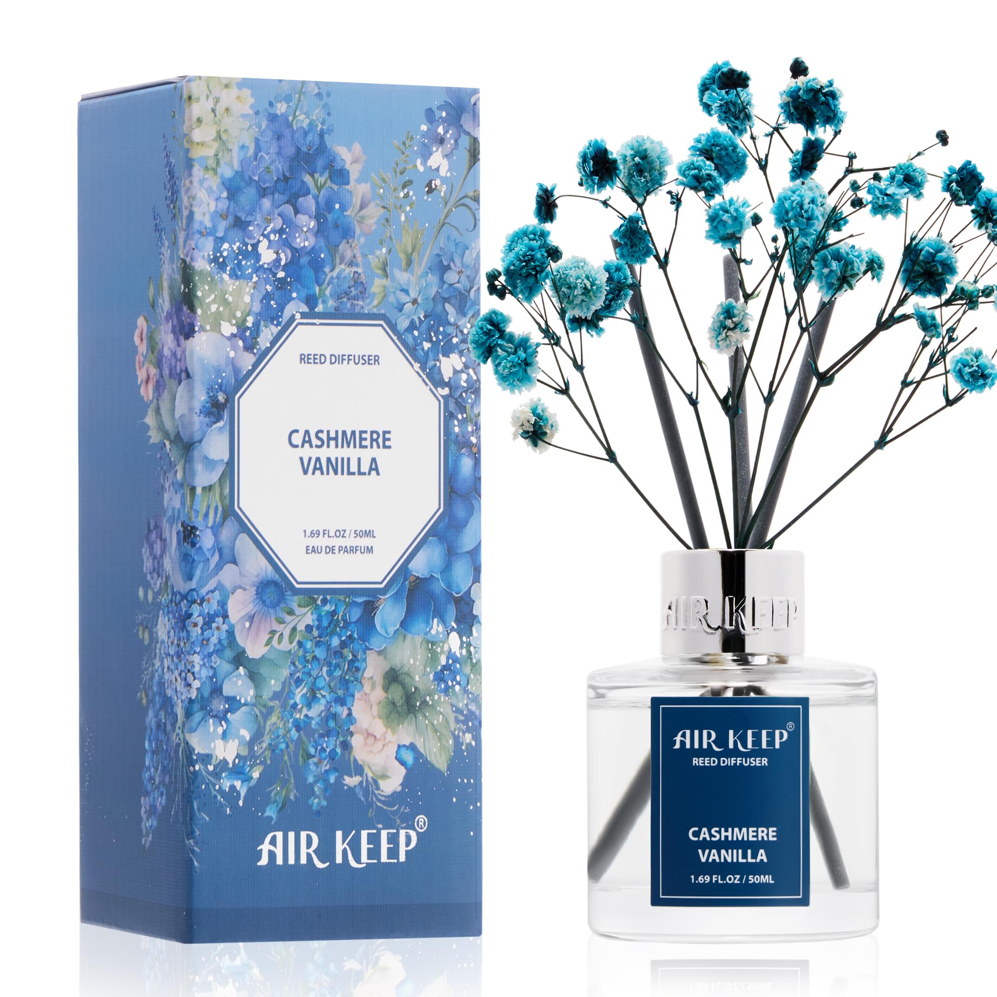 Airkeep Reed Diffuser Set,3.38 fl oz (100 ml) - Clean Linen Oil Diffusers with 8 Reed Sticks,Home Fragrance Reed Diffuser for Bathroom Shelf Decor
