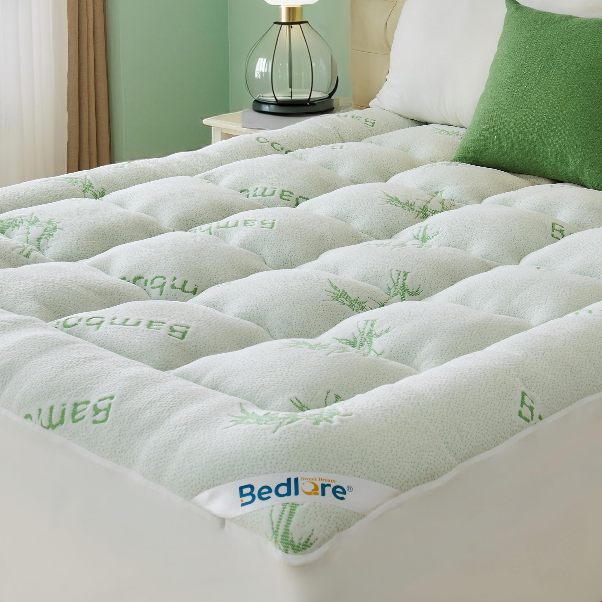 BEDLORE California King Mattress Topper Viscose Derived from Bamboo, Thick Pillow Top Mattress Pad with Stretchable Pockets for 6"-18" Mattress, Soft Mattress Topper for Back Pain Relief(Dark Gray)