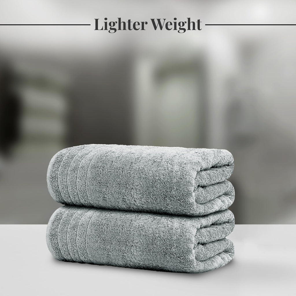 Tens Towels Pack of 8 Towels Set, 2 Extra Large Bath, 2 Hand, 4 Washcloths, 100% Cotton, Lighter Weight, Quicker to Dry, Super Absorbent, Perfect for Bathroom, Dark Grey