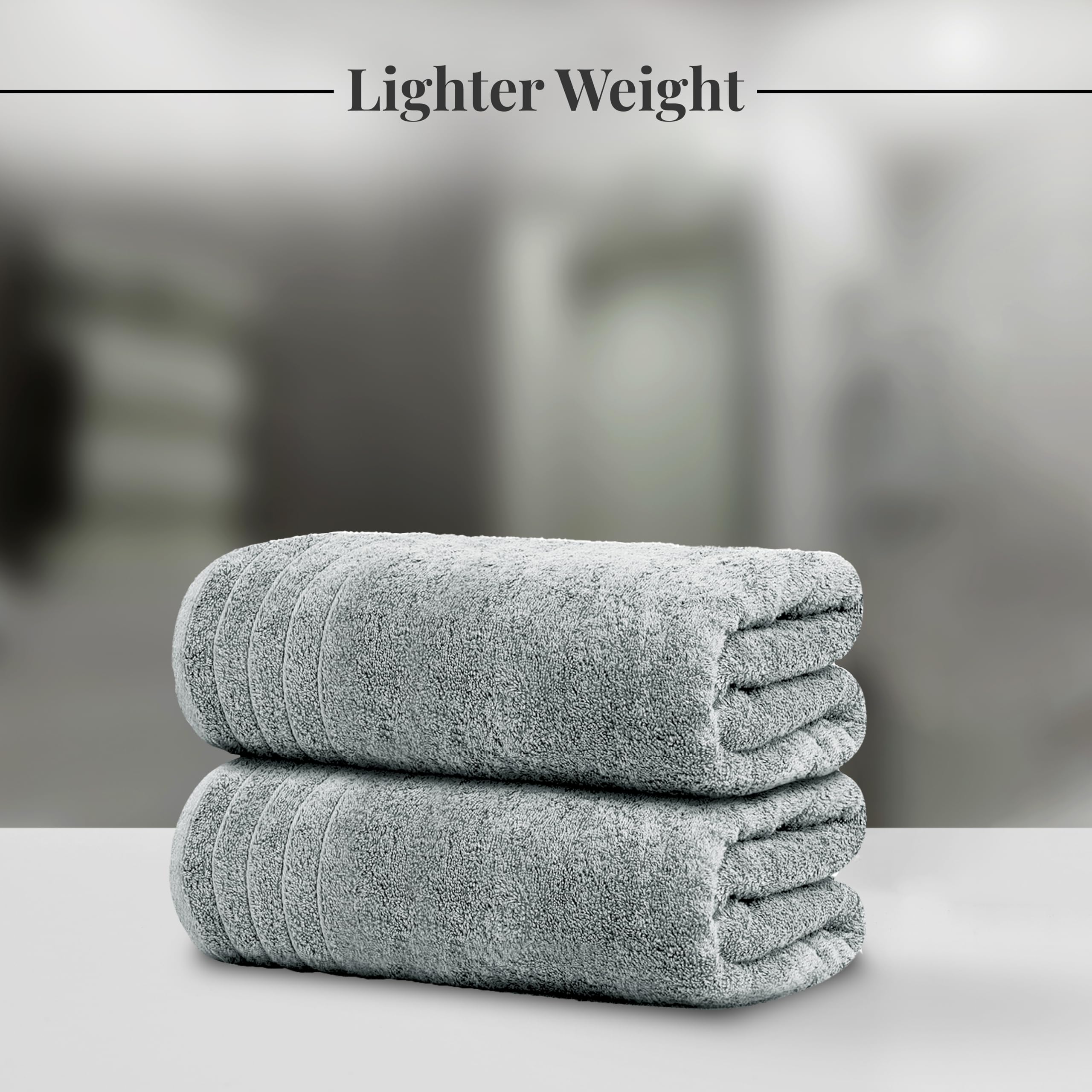 Tens Towels Pack of 8 Towels Set, 2 Extra Large Bath, 2 Hand, 4 Washcloths, 100% Cotton, Lighter Weight, Quicker to Dry, Super Absorbent, Perfect for Bathroom, Dark Grey