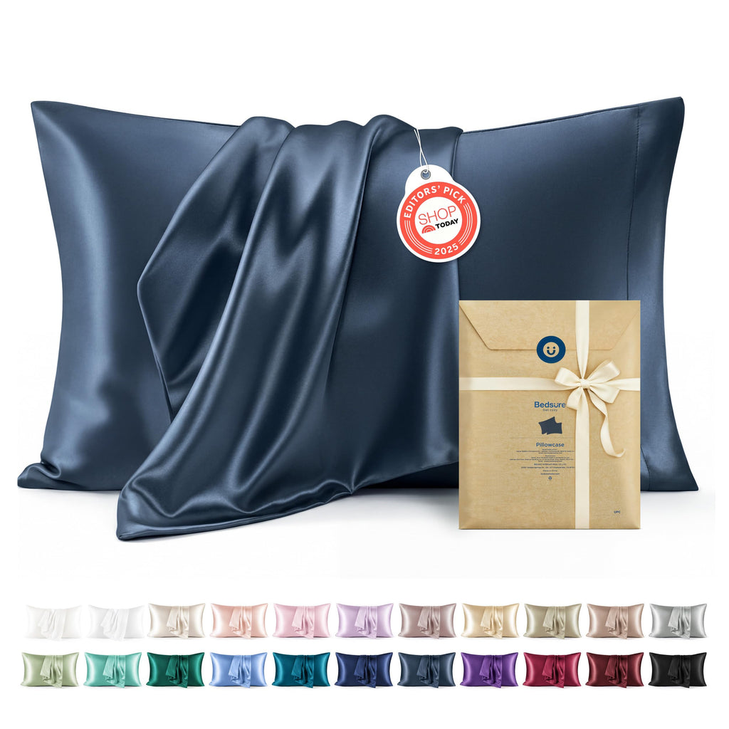 Bedsure Satin Pillowcases, Similar to Silk Pillow Cases Queen Size Set of 2, Cooling Pillow Case for Sleeping Women with Envelope Closure, Gifts for Women Men, Beige, 20x30 Inches, 2pcs