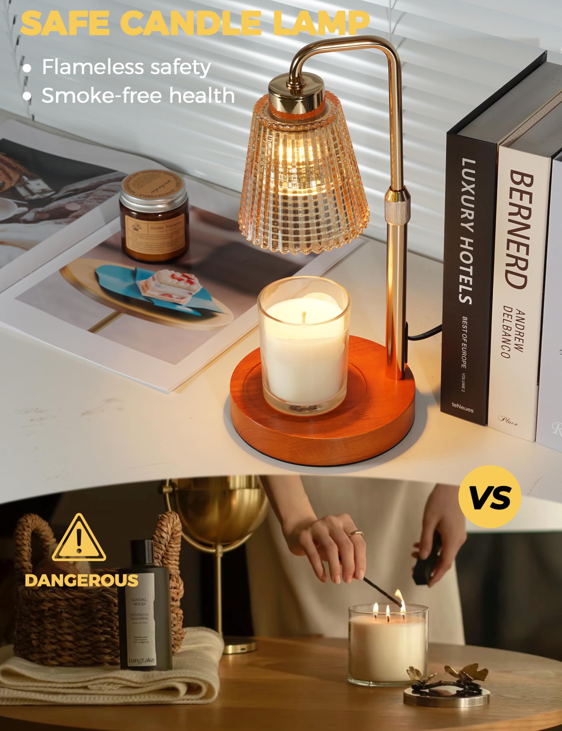 GODONLIF Candle Warmer Lamp with Cycle Timer, Birthday Gifts for Women Mom Her, House Warming Gifts New Home Room Decor, Wax Melt Warmer for Jar Candles with 2 Bulbs