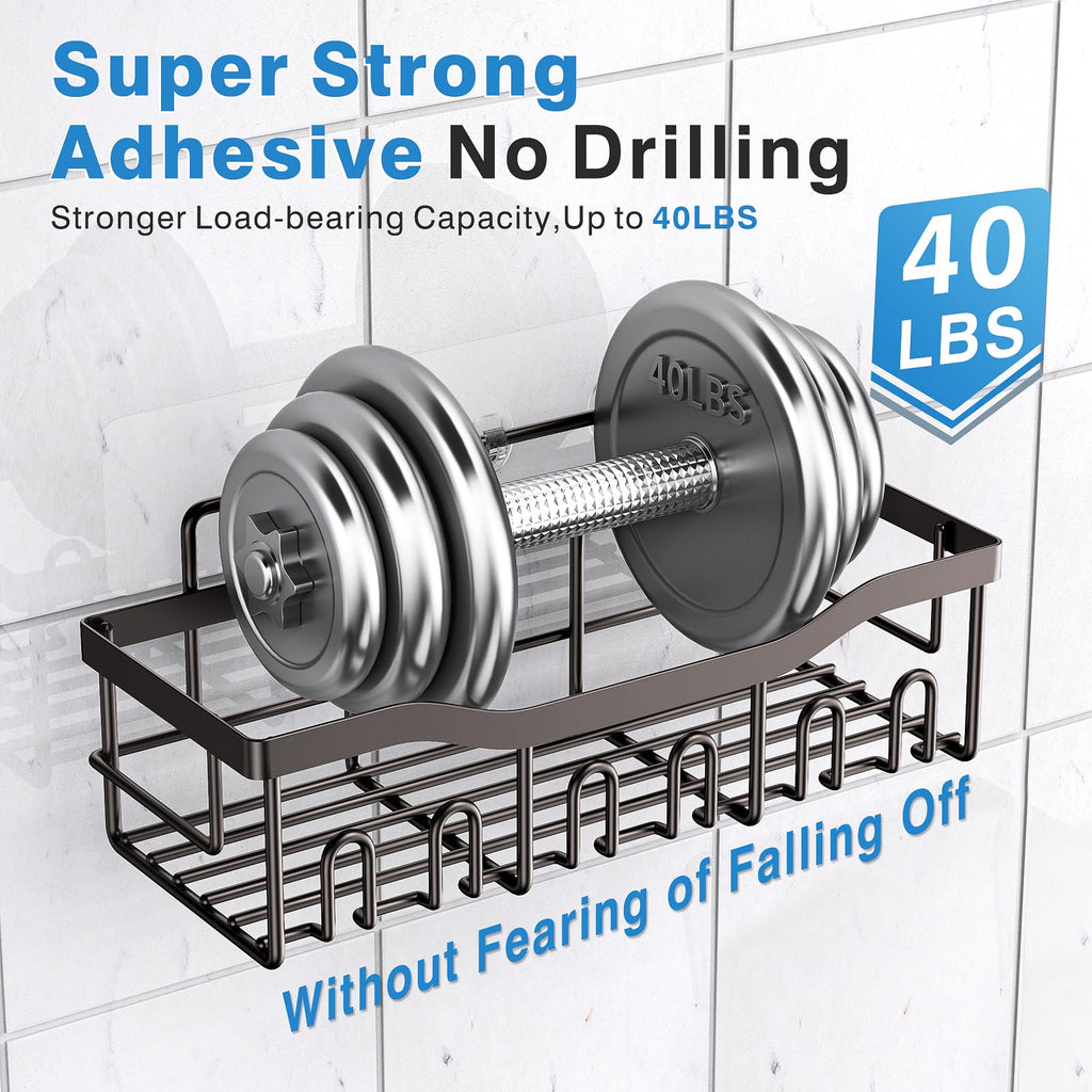 EUDELE Adhesive Shower Caddy, 5 Pack Rustproof Stainless Steel Bath Organizers With Large Capacity, No Drilling Shelves for Bathroom Storage & Home Decor