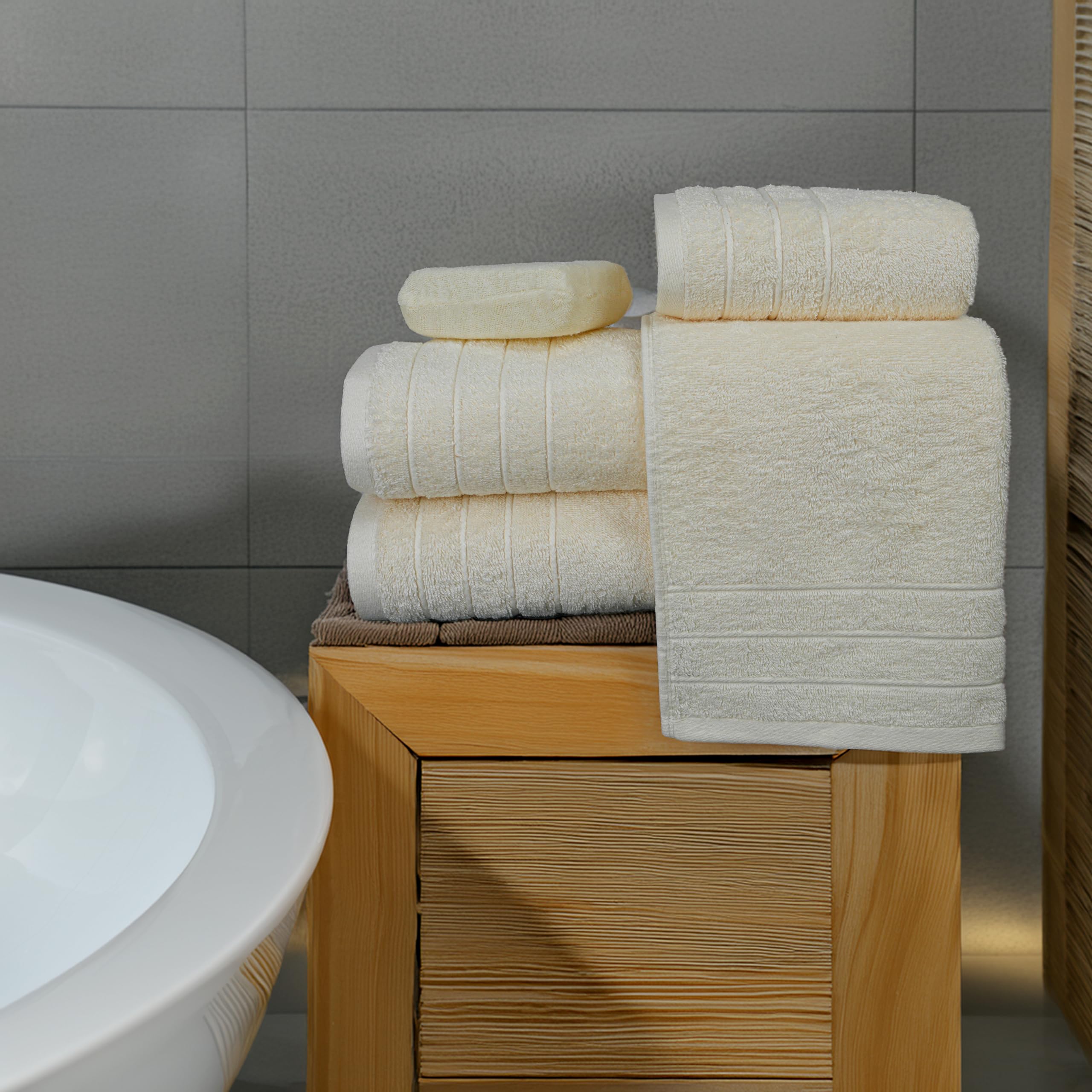 Tens Towels Pack of 8 Towels Set, 2 Extra Large Bath, 2 Hand, 4 Washcloths, 100% Cotton, Lighter Weight, Quicker to Dry, Super Absorbent, Perfect for Bathroom, Dark Grey
