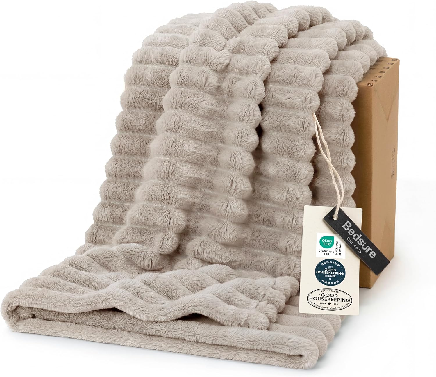 Bedsure GentleSoft White Throw Blanket for Couch - Graduation Gifts Teacher Birthday Gifts for Women Mom Her Girls, Cozy Fleece Blanket for Sofa Bed Living Room Home Decor, Off White, 50x60 Inchess