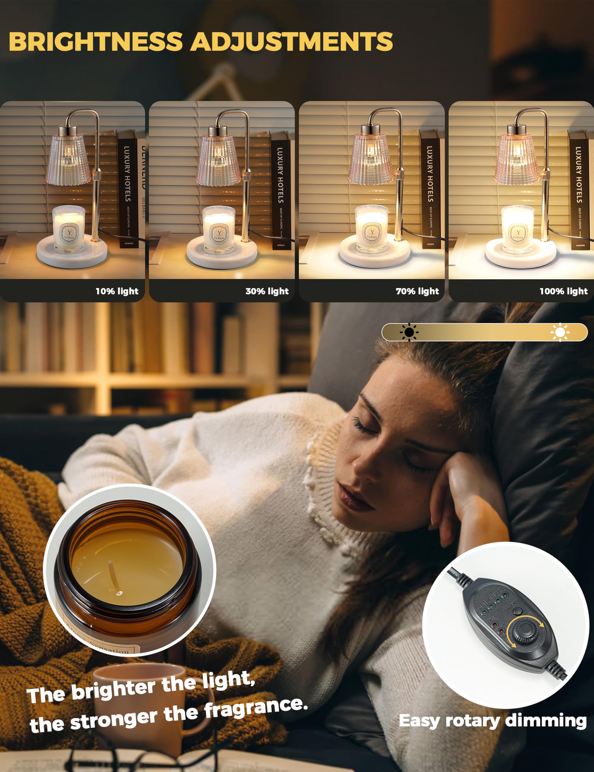 GODONLIF Candle Warmer Lamp with Cycle Timer, Birthday Gifts for Women Mom Her, House Warming Gifts New Home Room Decor, Wax Melt Warmer for Jar Candles with 2 Bulbs