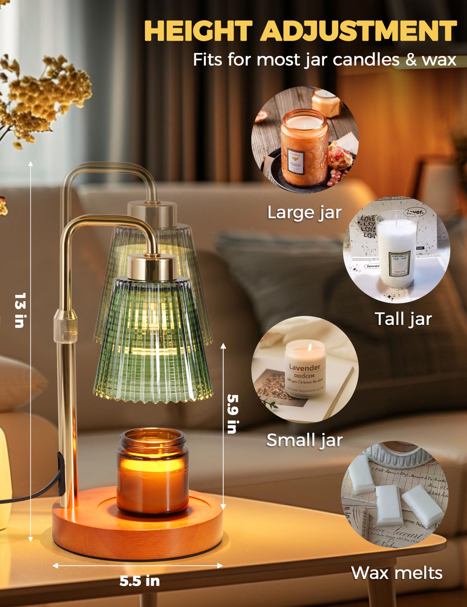 GODONLIF Candle Warmer Lamp with Cycle Timer, Birthday Gifts for Women Mom Her, House Warming Gifts New Home Room Decor, Wax Melt Warmer for Jar Candles with 2 Bulbs