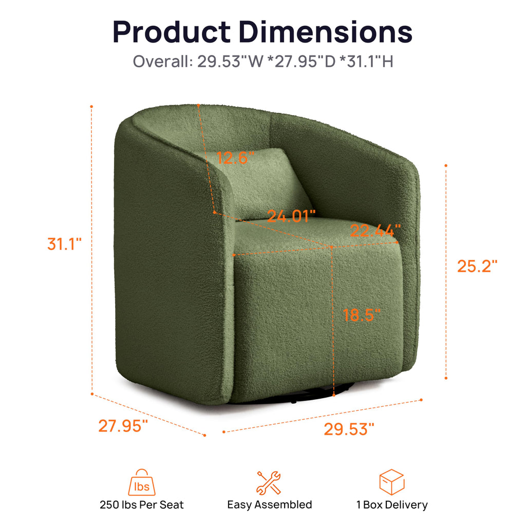 Oversized Boucle Swivel Accent Chair with 82L Hidden Storage, 360° Swivel Barrel Chair for Living Room, Small Space, Bedroom, Nursery, Modern Comfy Cloud Armchair Single Sofa, Cream White Sherpa&Teddy