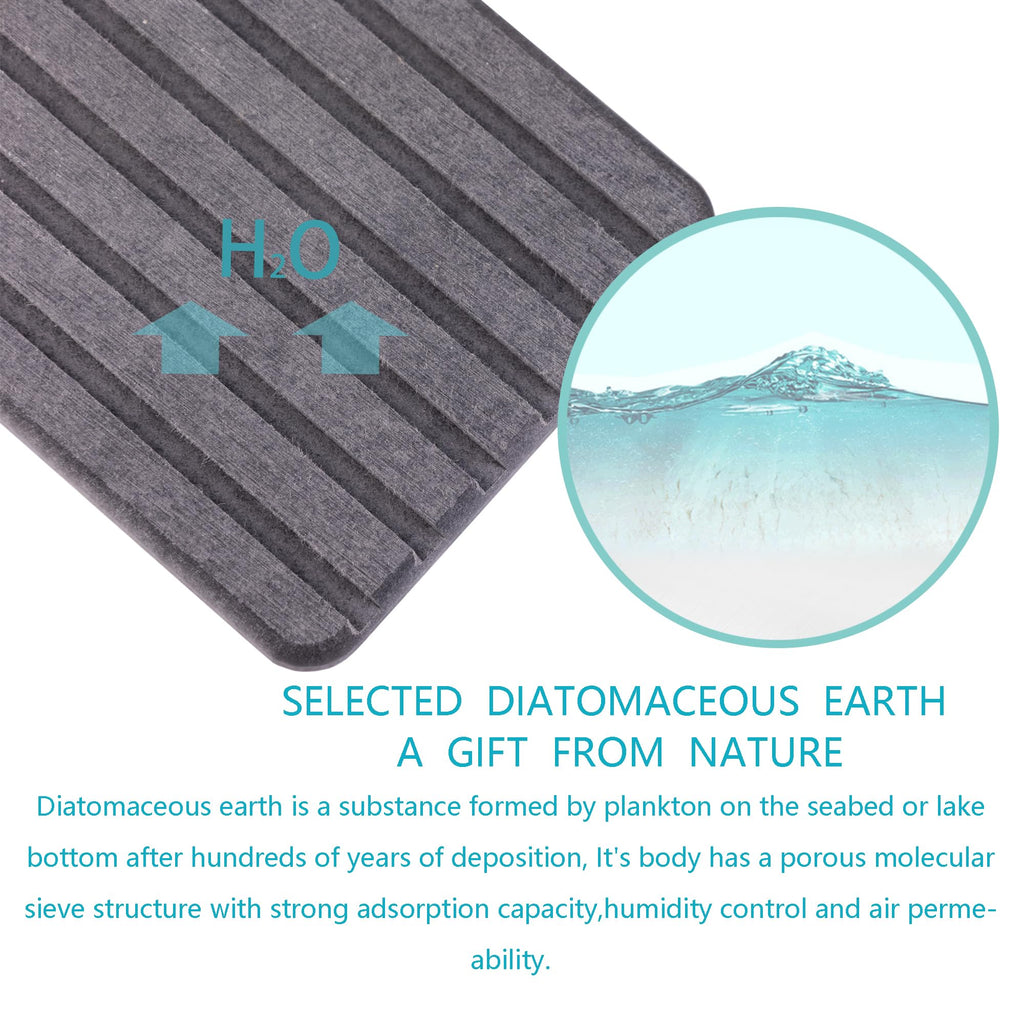NiuYichee 2 PCS Water Absorbent diatomite Coasters, 8.3" x 4" Water Absorbing Stone Tray for Sink, Stone Drying mat for Kitchen Counter, Stone soap Tray Used for Hand Soaps & toiletries & Plants