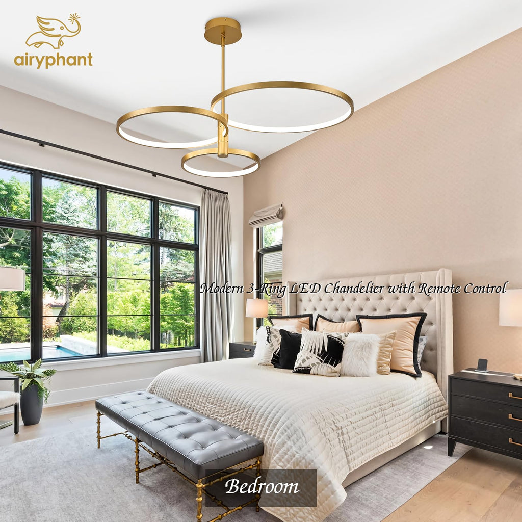 Black LED Chandelier for Dining Room, 27.76in Dimmable 4-Lights Modern Ceiling Pendant Light Fixture for Kitchen Living Room Entry Foyer 3000K/4000K/5000K 24W