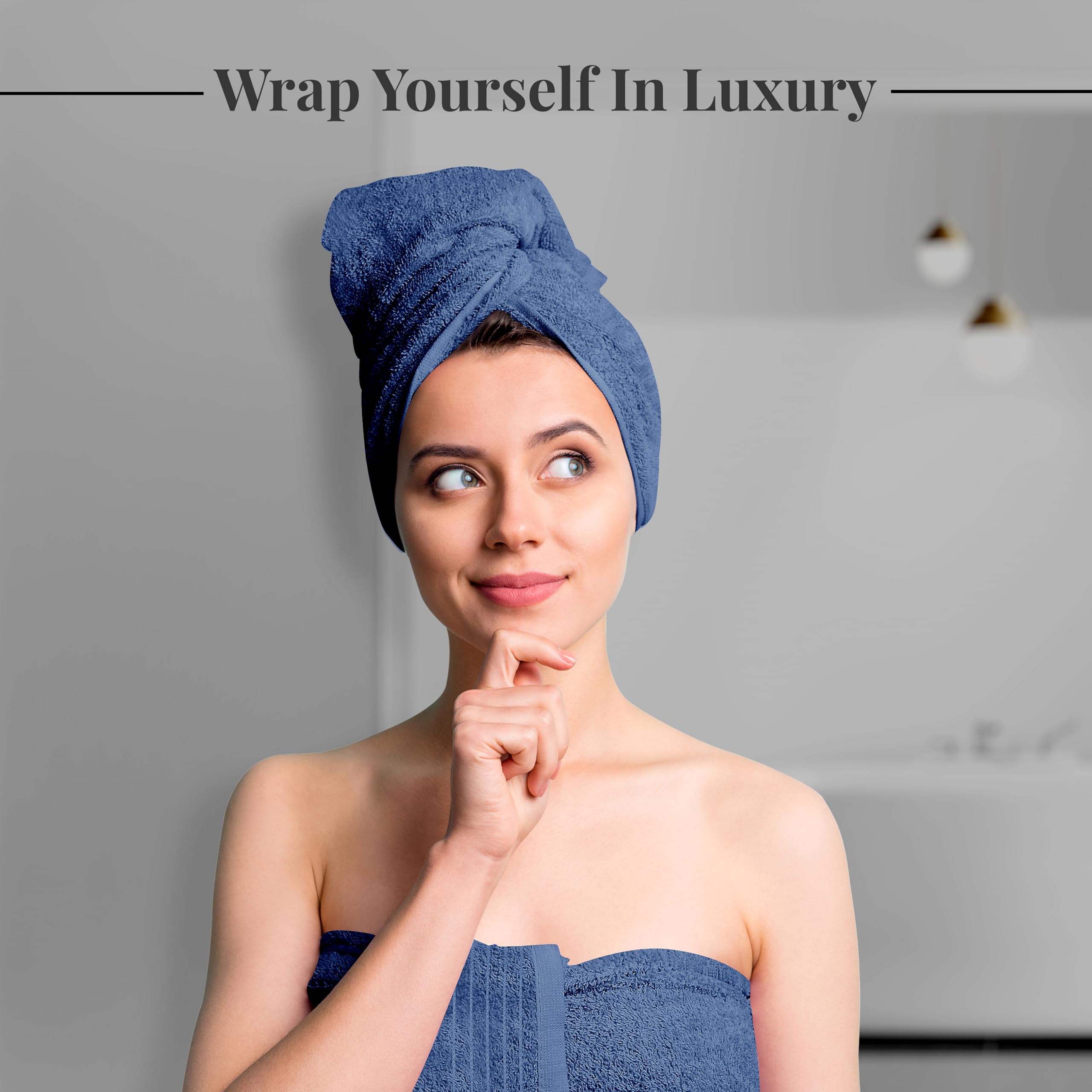 Tens Towels Pack of 8 Towels Set, 2 Extra Large Bath, 2 Hand, 4 Washcloths, 100% Cotton, Lighter Weight, Quicker to Dry, Super Absorbent, Perfect for Bathroom, Dark Grey
