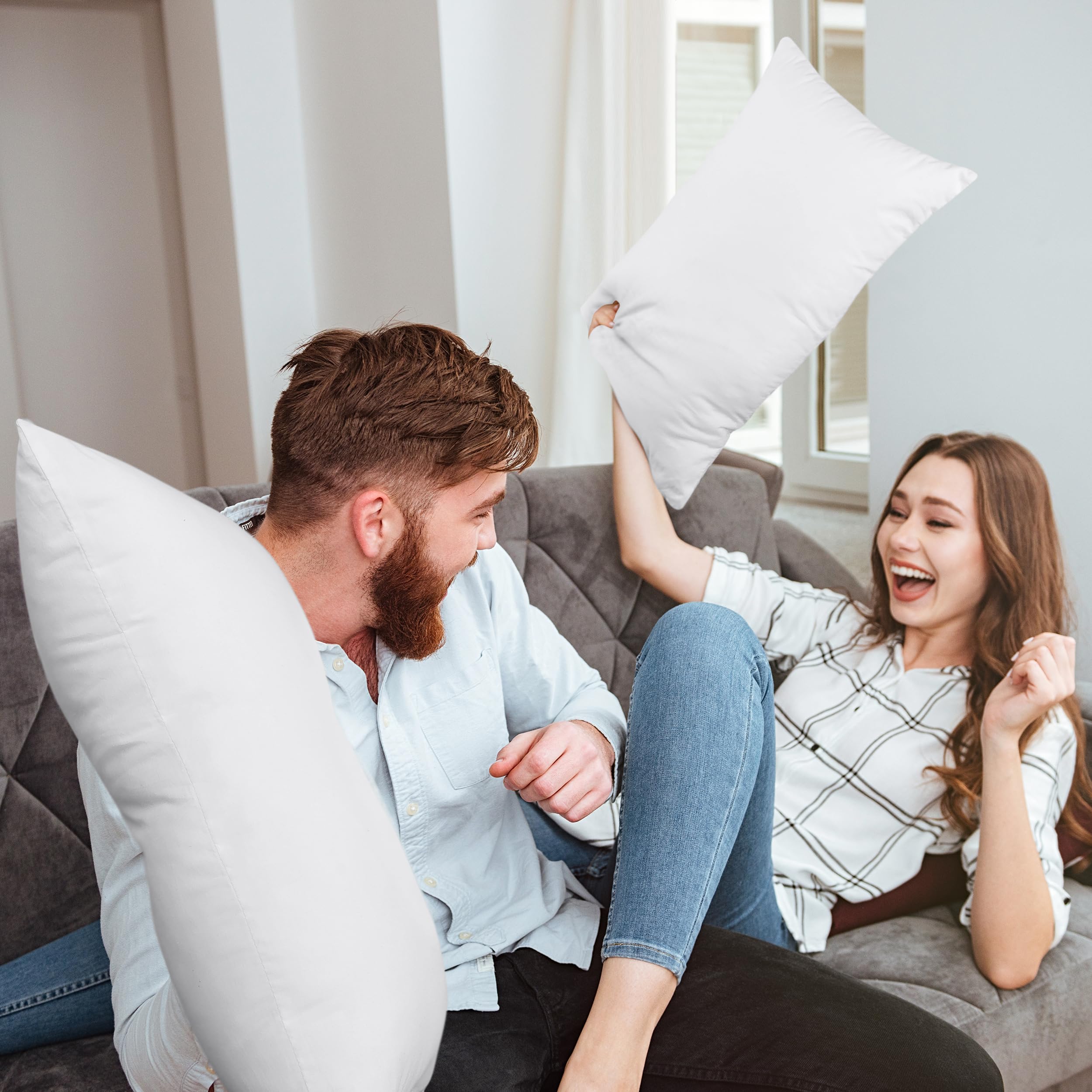 Utopia Bedding 18x18 Pillow Inserts, Set of 2, White – Indoor Decorative Throw Pillows for Bed, Sofa & Couch – Soft, Supportive & Fluffy Cushion Inserts