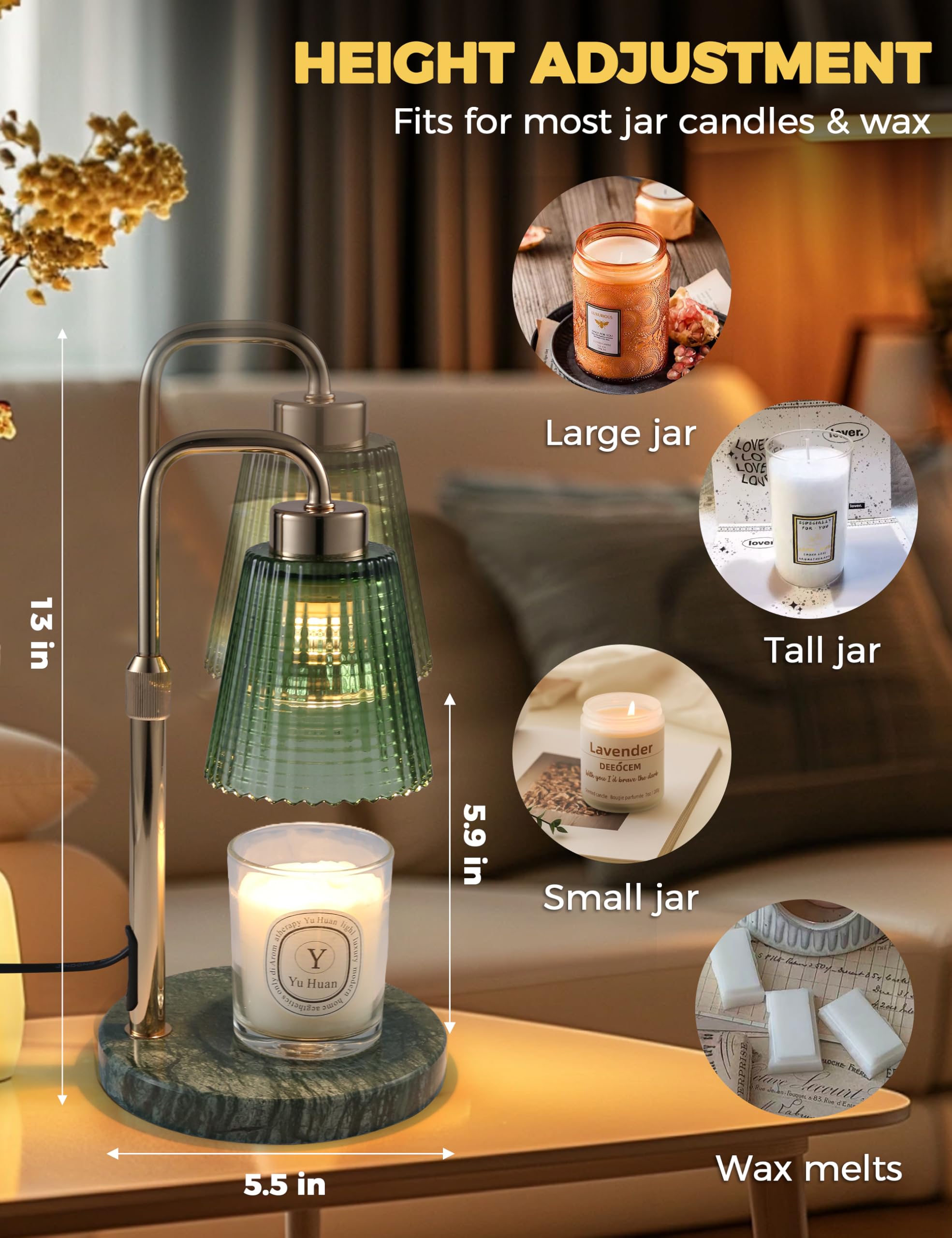 GODONLIF Candle Warmer Lamp with Cycle Timer, Birthday Gifts for Women Mom Her, House Warming Gifts New Home Room Decor, Wax Melt Warmer for Jar Candles with 2 Bulbs