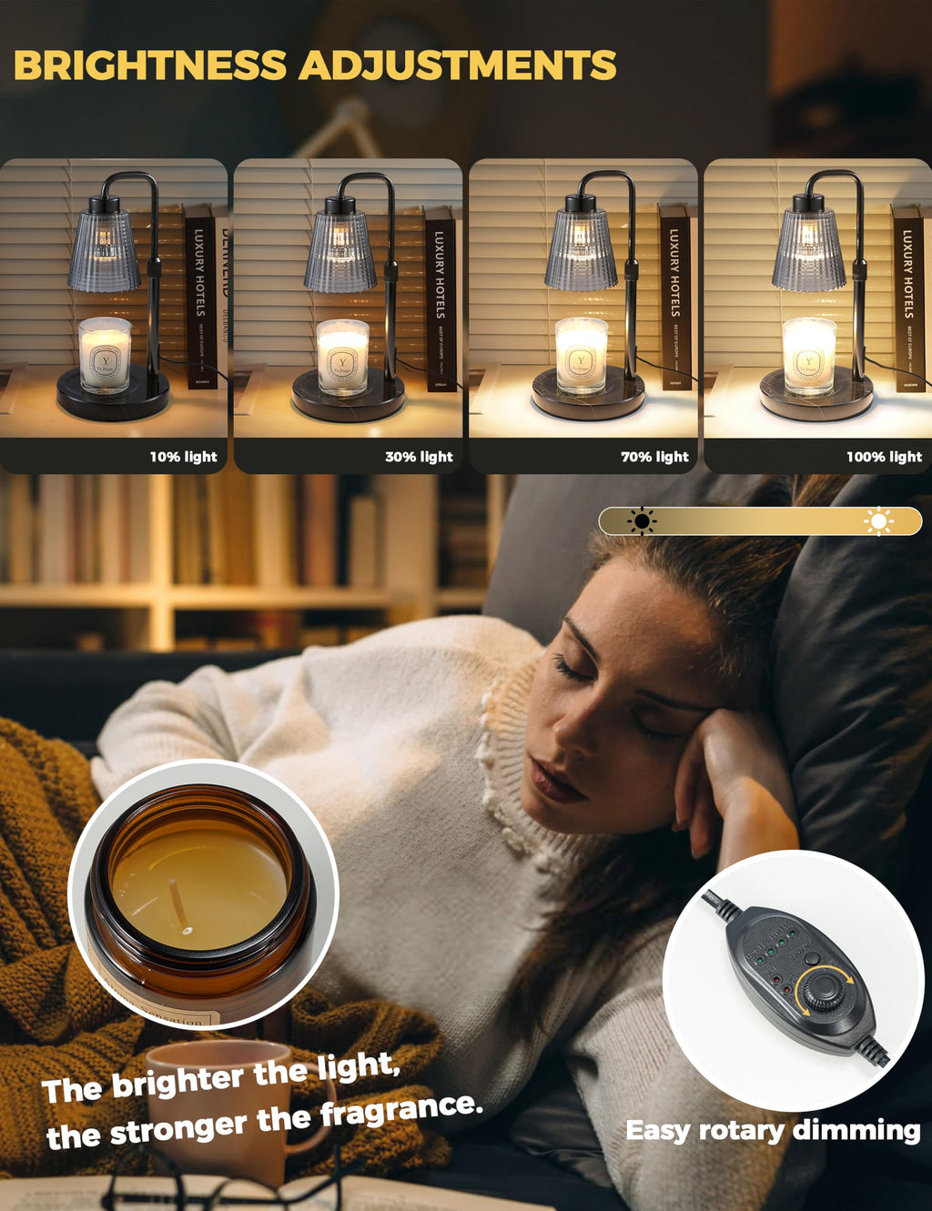 GODONLIF Candle Warmer Lamp with Cycle Timer, Birthday Gifts for Women Mom Her, House Warming Gifts New Home Room Decor, Wax Melt Warmer for Jar Candles with 2 Bulbs