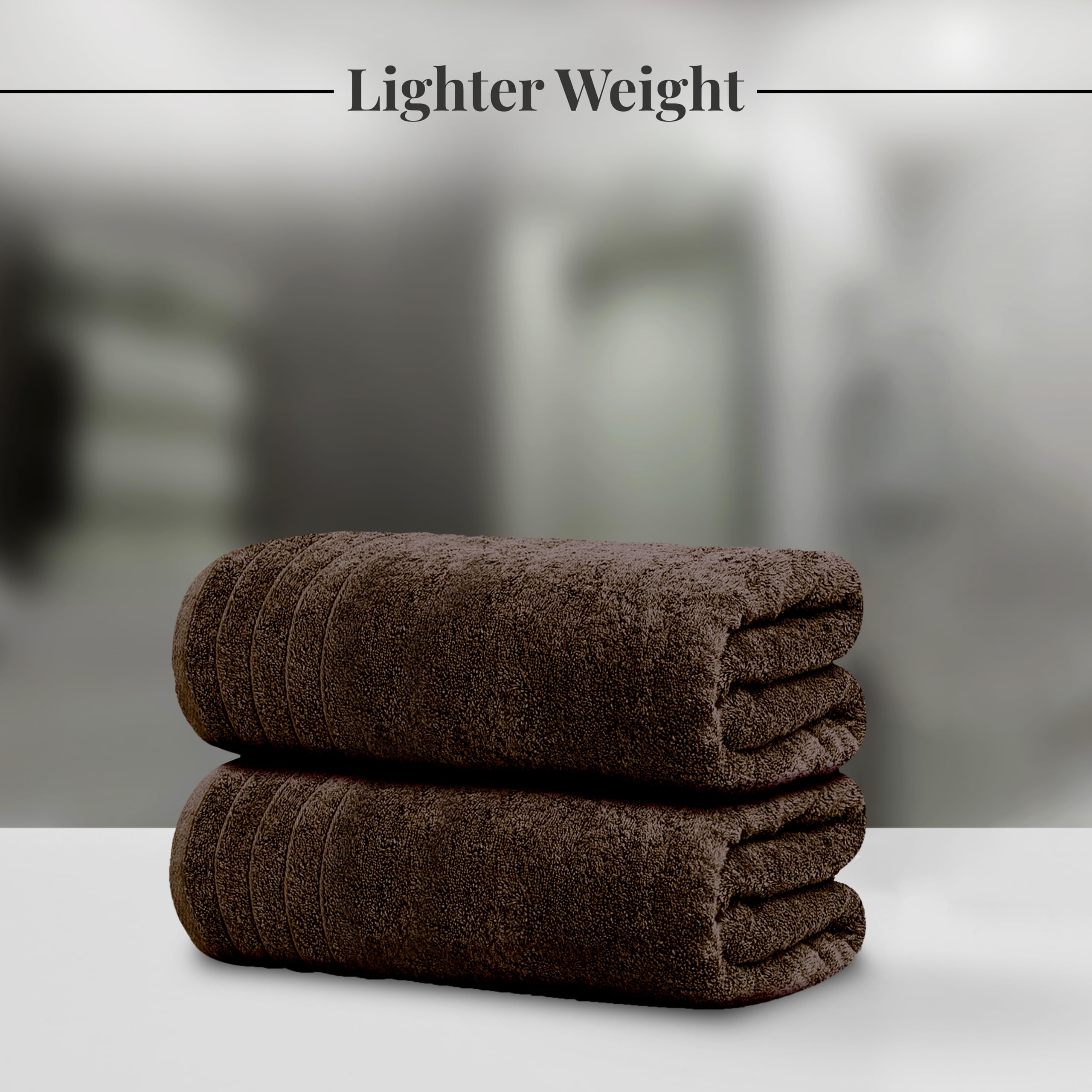 Tens Towels Pack of 8 Towels Set, 2 Extra Large Bath, 2 Hand, 4 Washcloths, 100% Cotton, Lighter Weight, Quicker to Dry, Super Absorbent, Perfect for Bathroom, Dark Grey