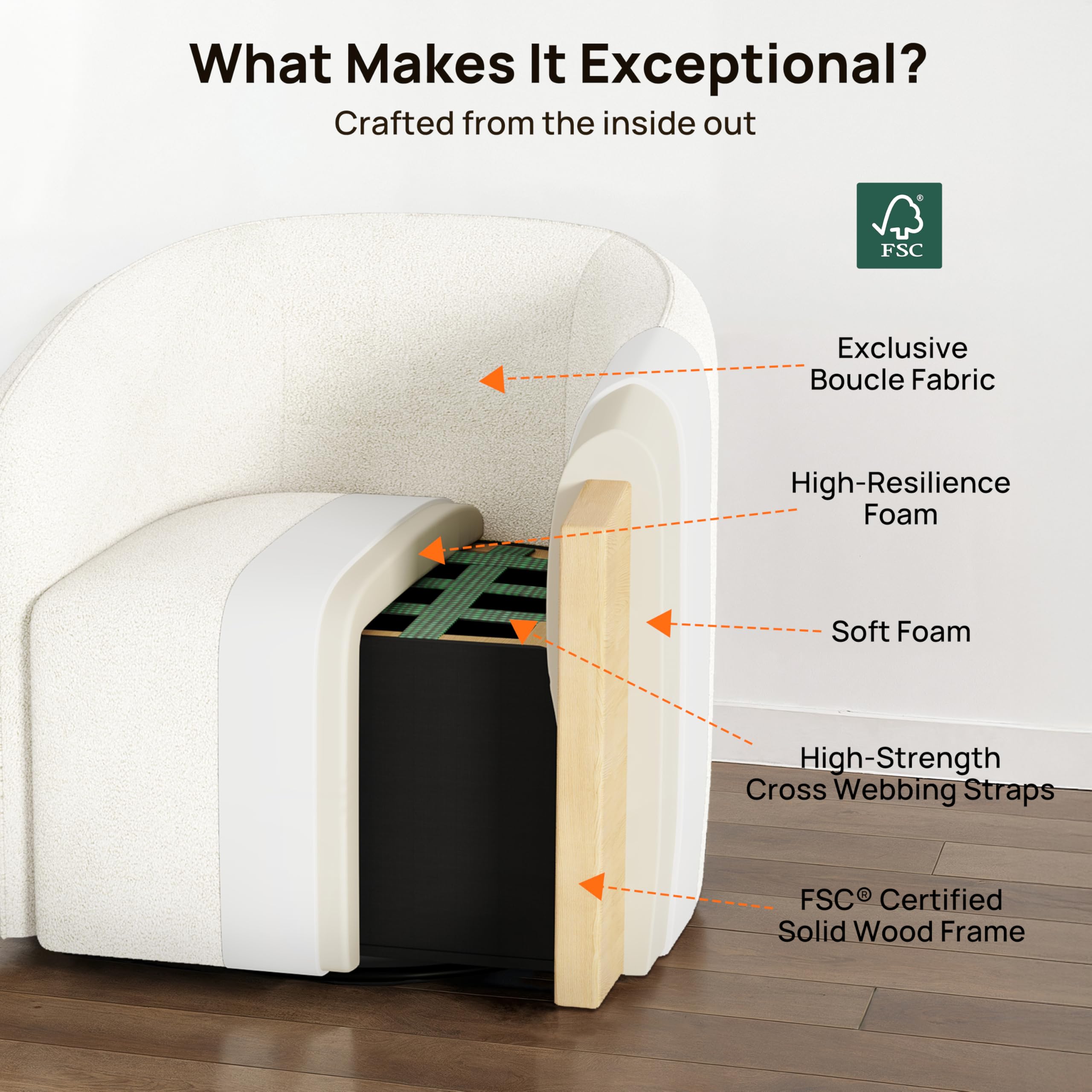 Oversized Boucle Swivel Accent Chair with 82L Hidden Storage, 360° Swivel Barrel Chair for Living Room, Small Space, Bedroom, Nursery, Modern Comfy Cloud Armchair Single Sofa, Cream White Sherpa&Teddy