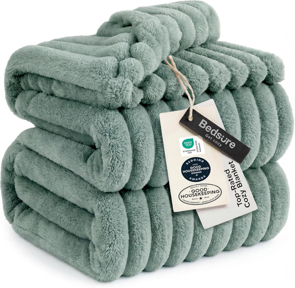 Bedsure GentleSoft White Throw Blanket for Couch - Graduation Gifts Teacher Birthday Gifts for Women Mom Her Girls, Cozy Fleece Blanket for Sofa Bed Living Room Home Decor, Off White, 50x60 Inchess