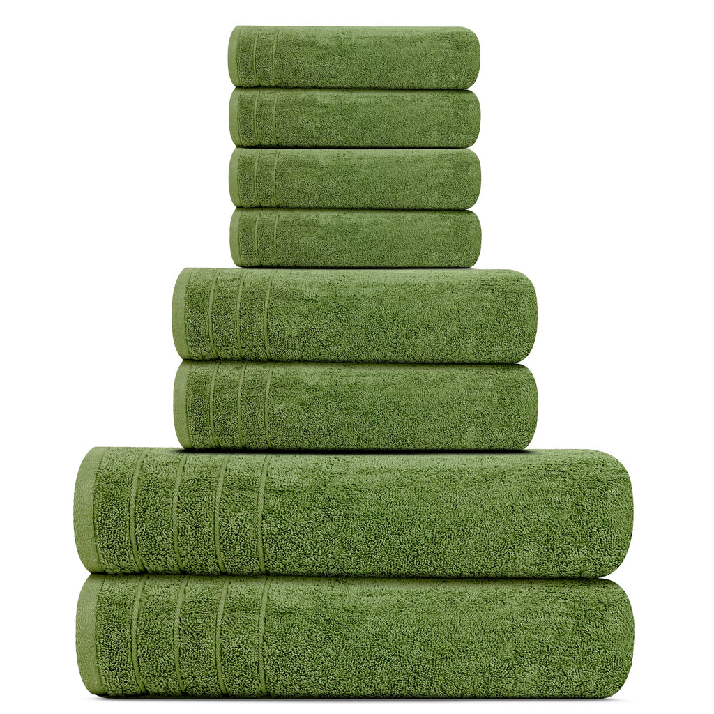 Tens Towels Pack of 8 Towels Set, 2 Extra Large Bath, 2 Hand, 4 Washcloths, 100% Cotton, Lighter Weight, Quicker to Dry, Super Absorbent, Perfect for Bathroom, Dark Grey