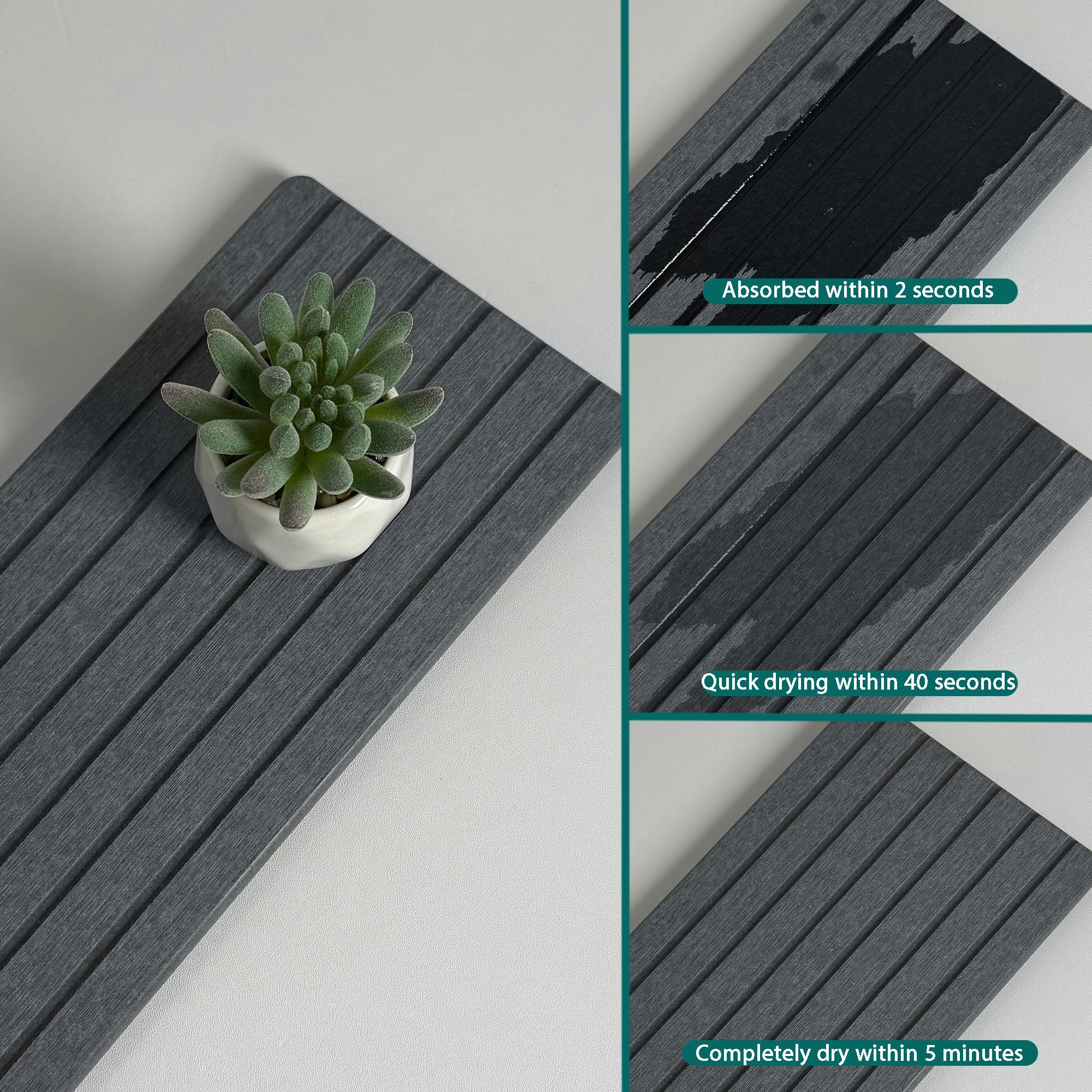 NiuYichee 2 PCS Water Absorbent diatomite Coasters, 8.3" x 4" Water Absorbing Stone Tray for Sink, Stone Drying mat for Kitchen Counter, Stone soap Tray Used for Hand Soaps & toiletries & Plants