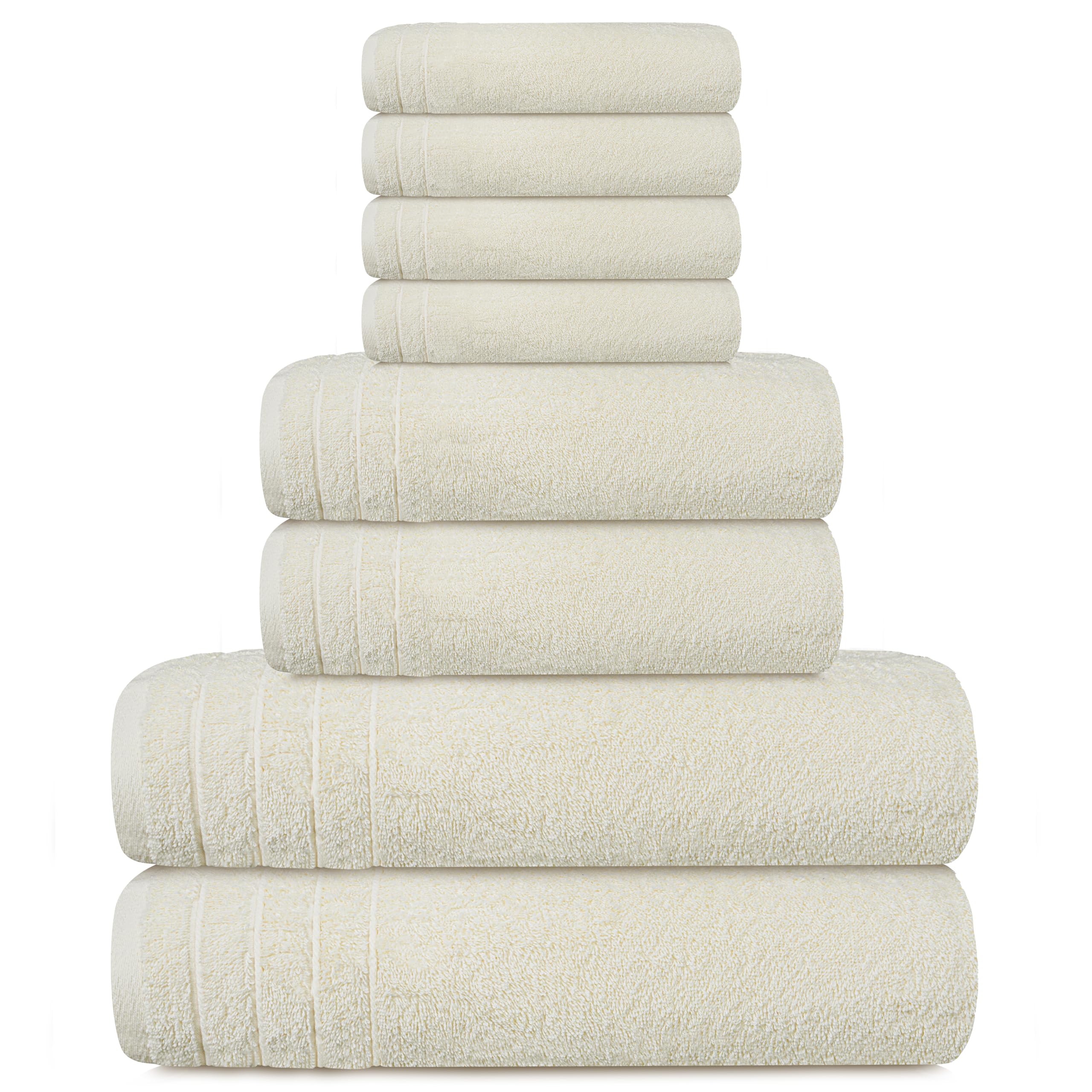 Tens Towels Pack of 8 Towels Set, 2 Extra Large Bath, 2 Hand, 4 Washcloths, 100% Cotton, Lighter Weight, Quicker to Dry, Super Absorbent, Perfect for Bathroom, Dark Grey
