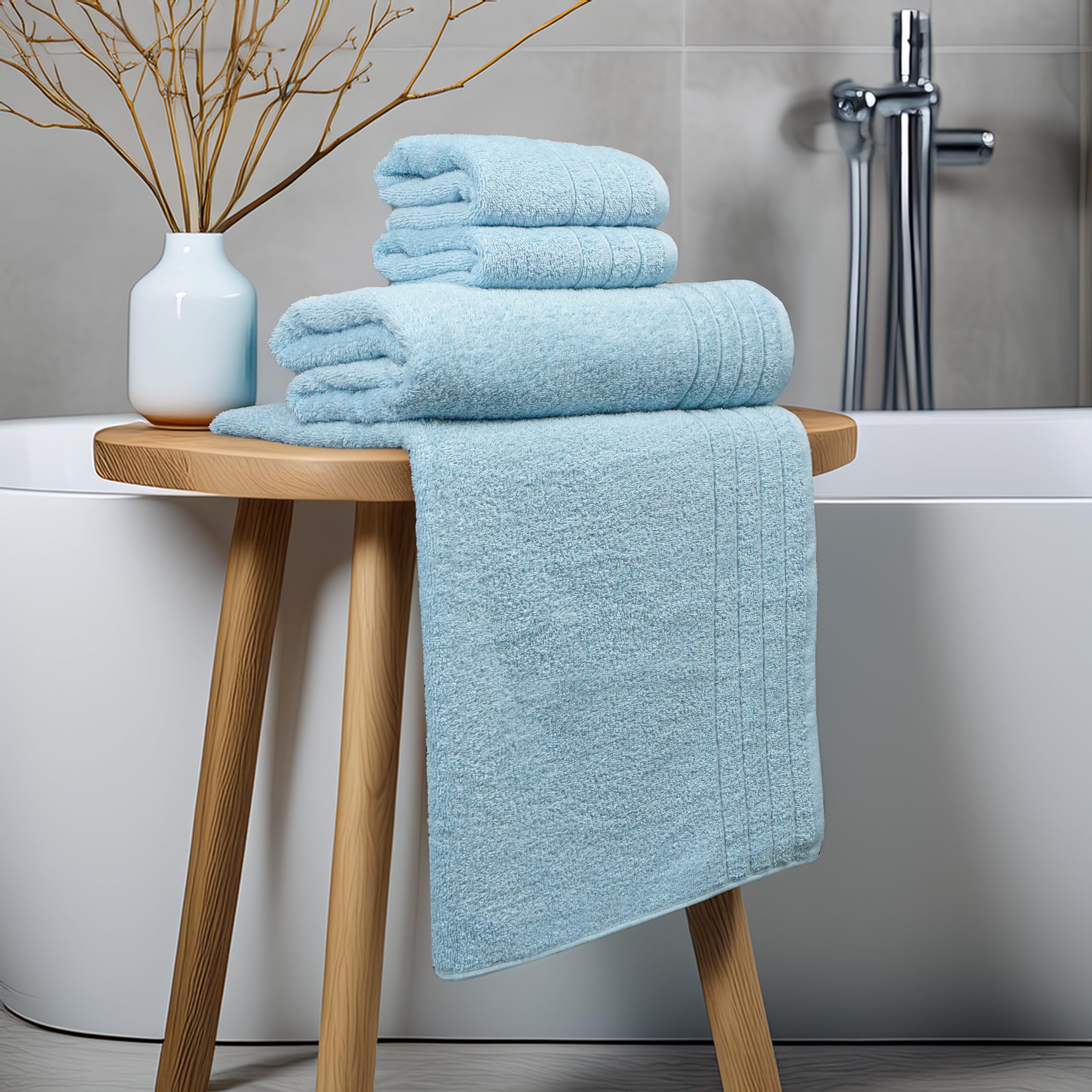 Tens Towels Pack of 8 Towels Set, 2 Extra Large Bath, 2 Hand, 4 Washcloths, 100% Cotton, Lighter Weight, Quicker to Dry, Super Absorbent, Perfect for Bathroom, Dark Grey
