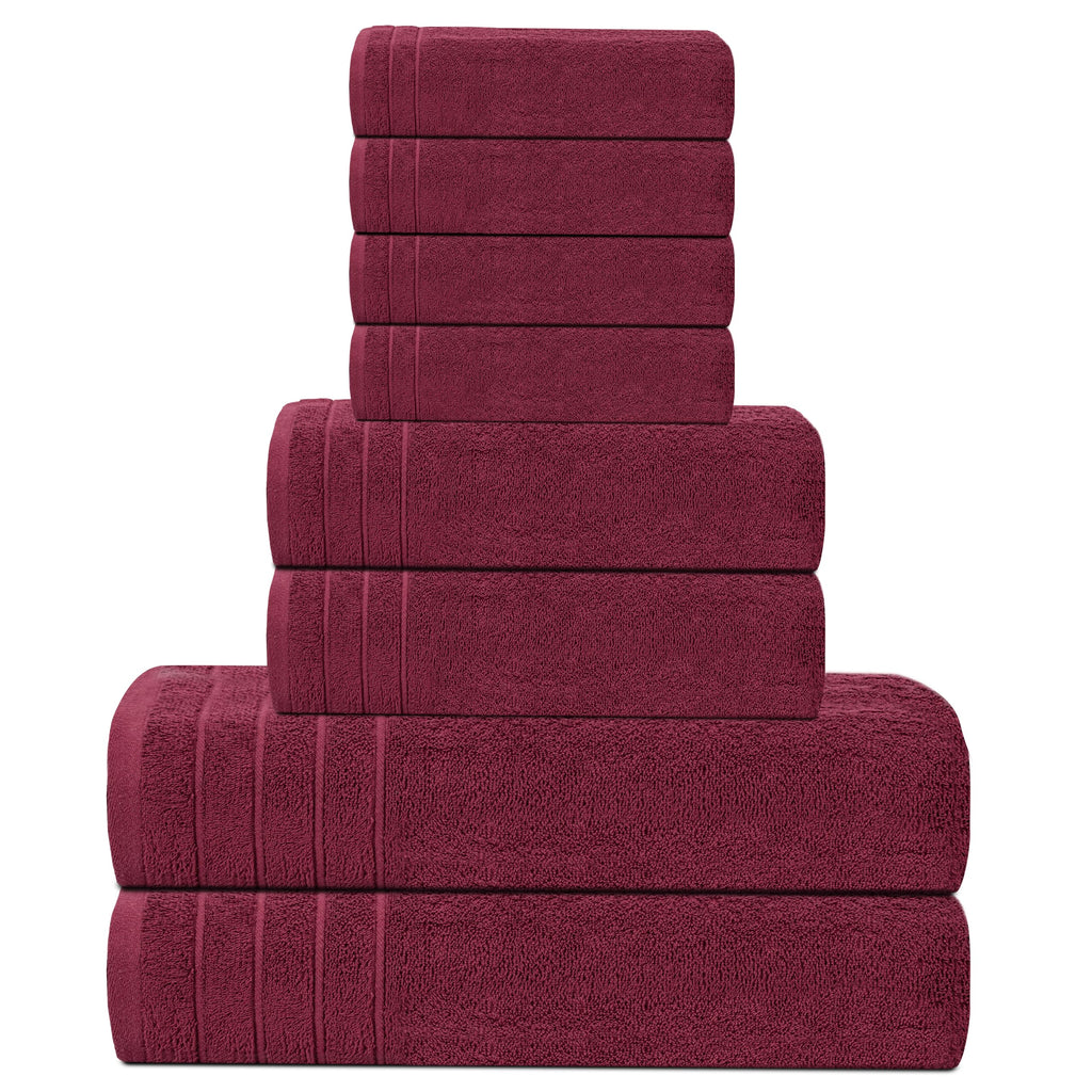 Tens Towels Pack of 8 Towels Set, 2 Extra Large Bath, 2 Hand, 4 Washcloths, 100% Cotton, Lighter Weight, Quicker to Dry, Super Absorbent, Perfect for Bathroom, Dark Grey