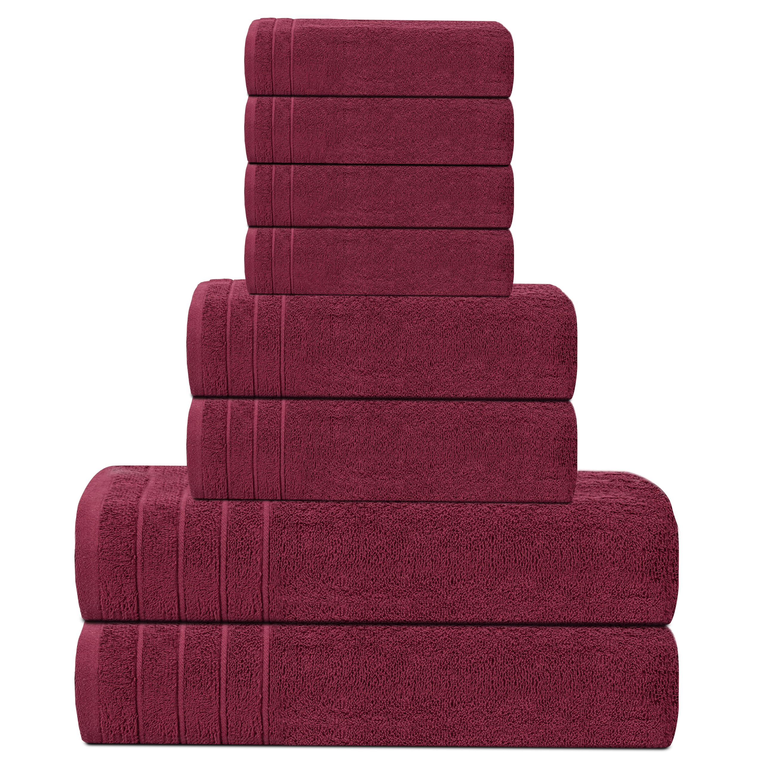 Tens Towels Pack of 8 Towels Set, 2 Extra Large Bath, 2 Hand, 4 Washcloths, 100% Cotton, Lighter Weight, Quicker to Dry, Super Absorbent, Perfect for Bathroom, Dark Grey