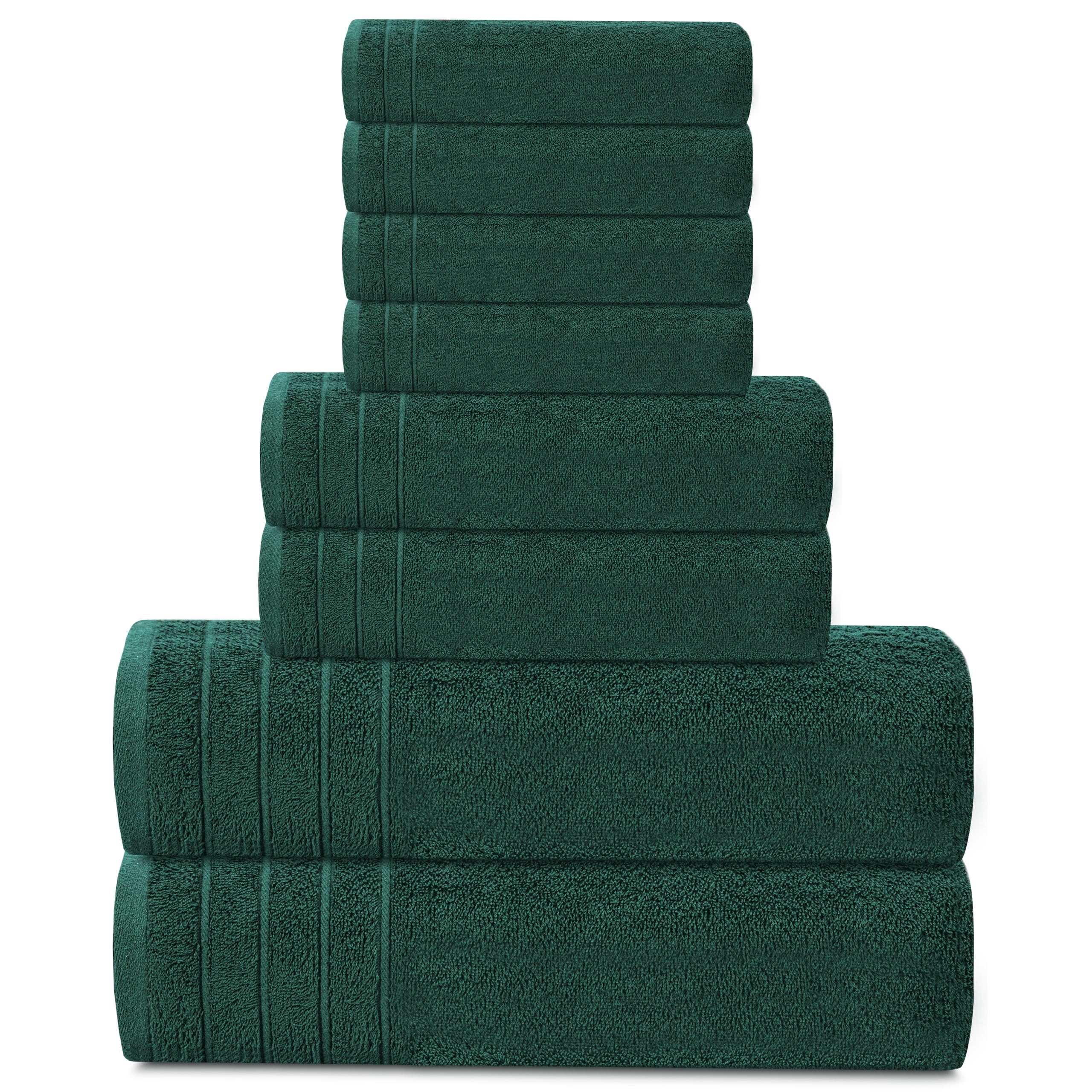 Tens Towels Pack of 8 Towels Set, 2 Extra Large Bath, 2 Hand, 4 Washcloths, 100% Cotton, Lighter Weight, Quicker to Dry, Super Absorbent, Perfect for Bathroom, Dark Grey