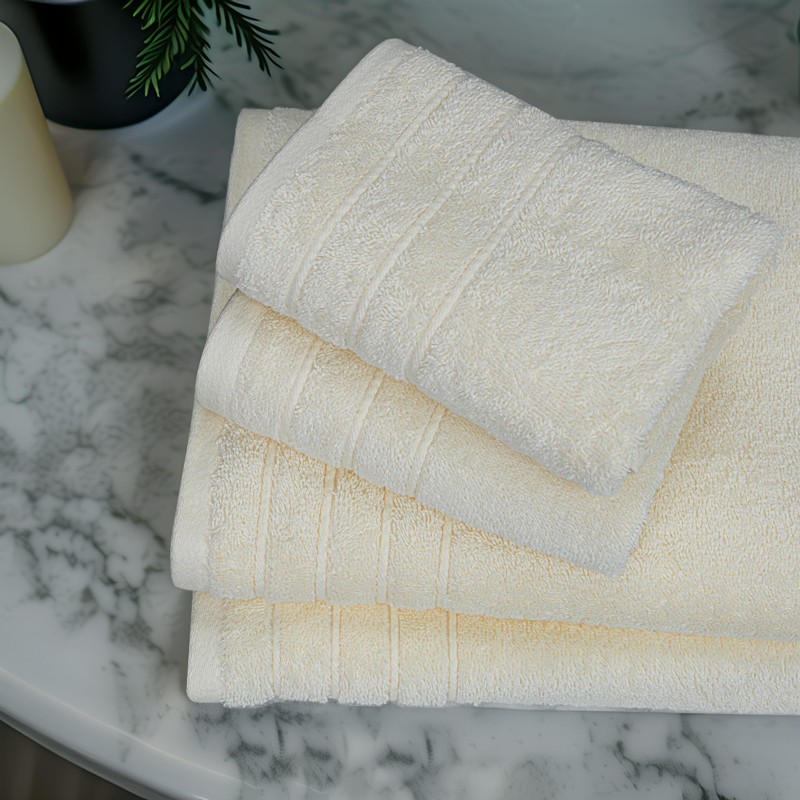 Tens Towels Pack of 8 Towels Set, 2 Extra Large Bath, 2 Hand, 4 Washcloths, 100% Cotton, Lighter Weight, Quicker to Dry, Super Absorbent, Perfect for Bathroom, Dark Grey
